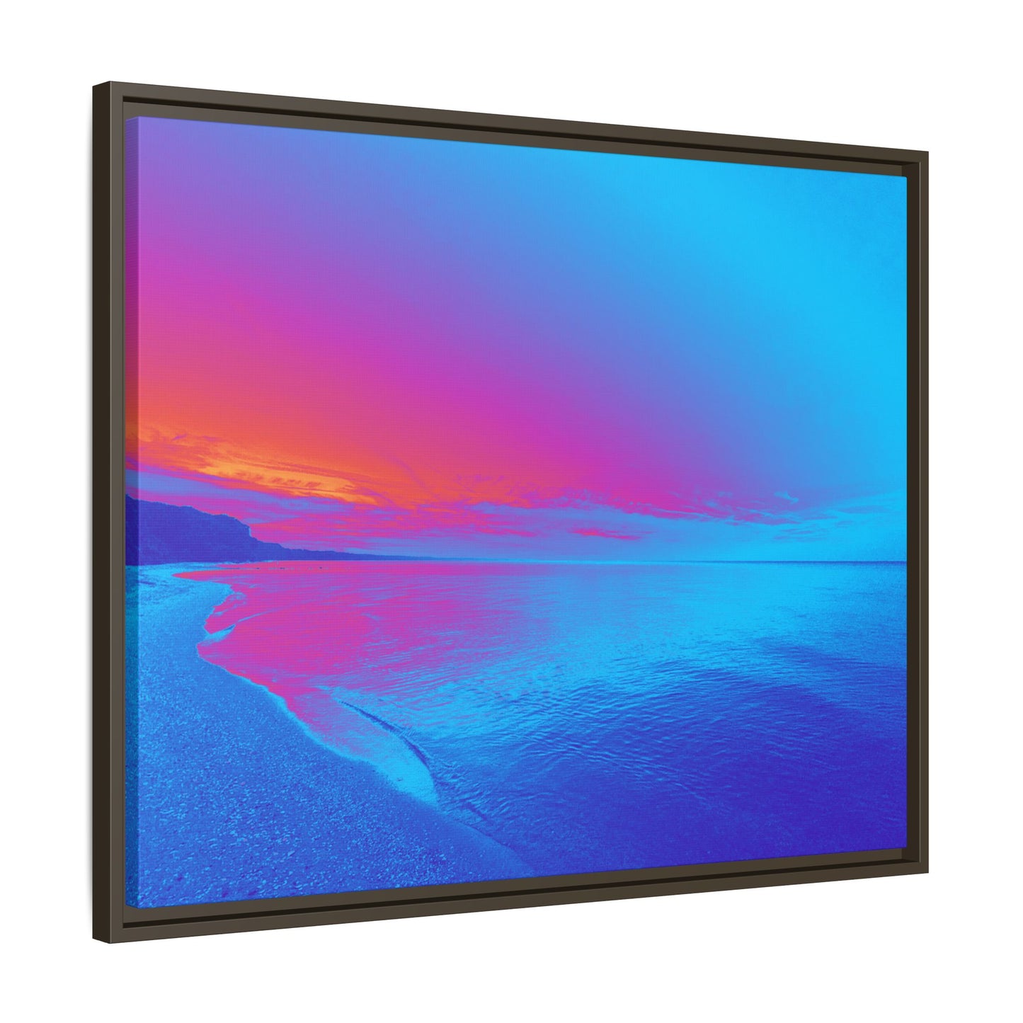 "Vibrant Symmetry"  Sunset Gradient Beach Matte Canvas Framed Wall Art