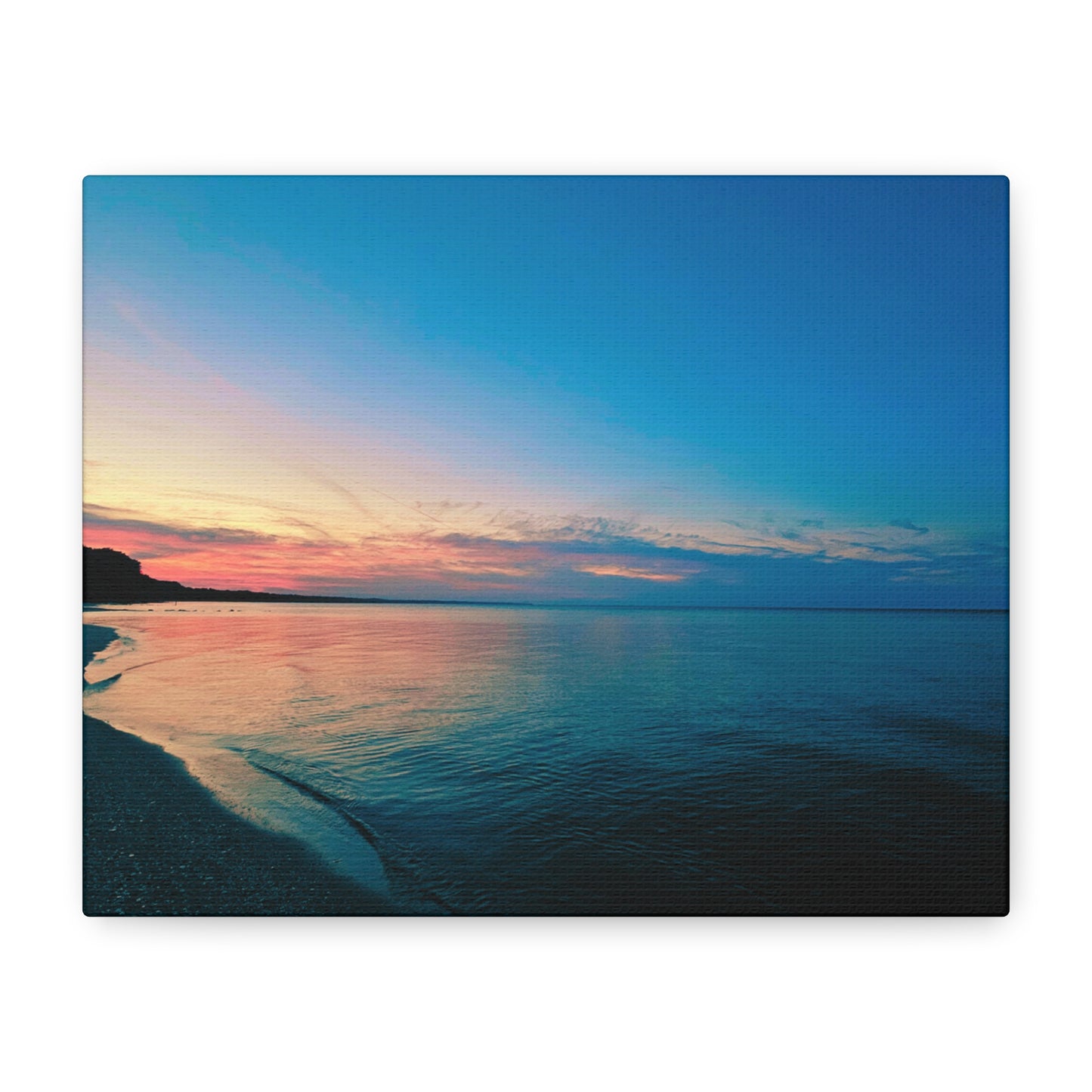 "Blue Symmetry" Sunset Beach Matte Canvas Print — Stretched Wall Art