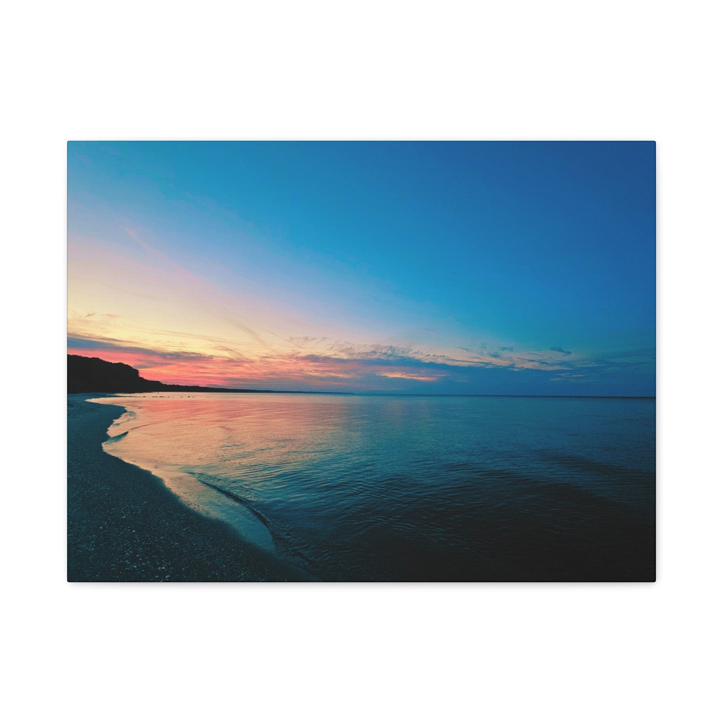"Blue Symmetry" Sunset Beach Matte Canvas Print — Stretched Wall Art