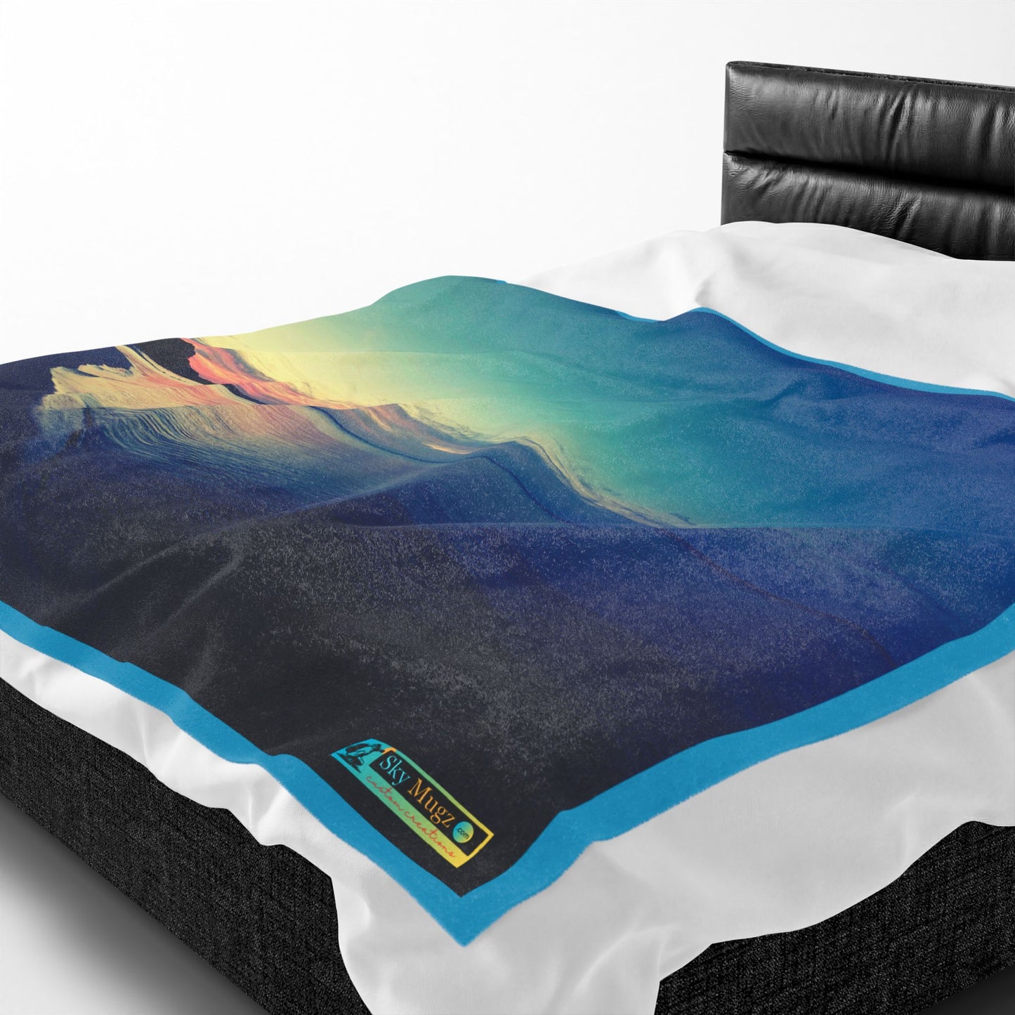 Blue-Green Symmetry, Velveteen Plush Blanket