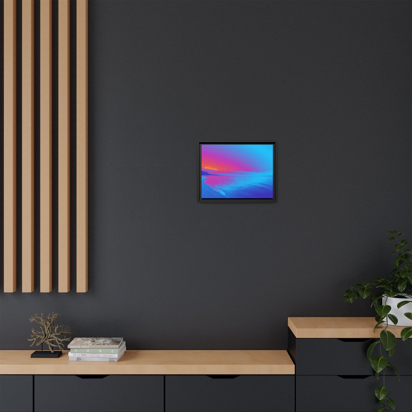 "Vibrant Symmetry"  Sunset Gradient Beach Matte Canvas Framed Wall Art