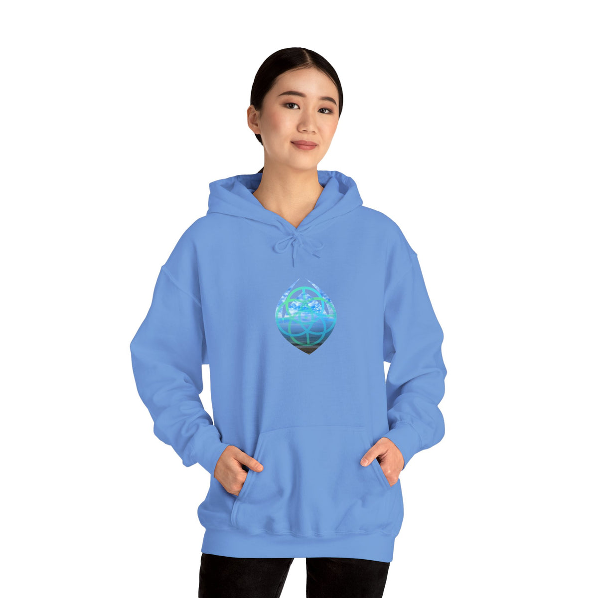 Blue Water Globe Droplet Graphic Hoodie