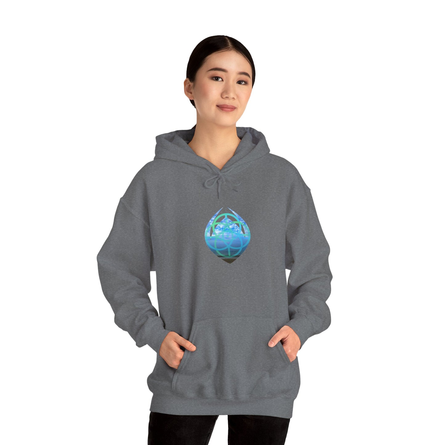 Blue Water Globe Droplet Graphic Hoodie