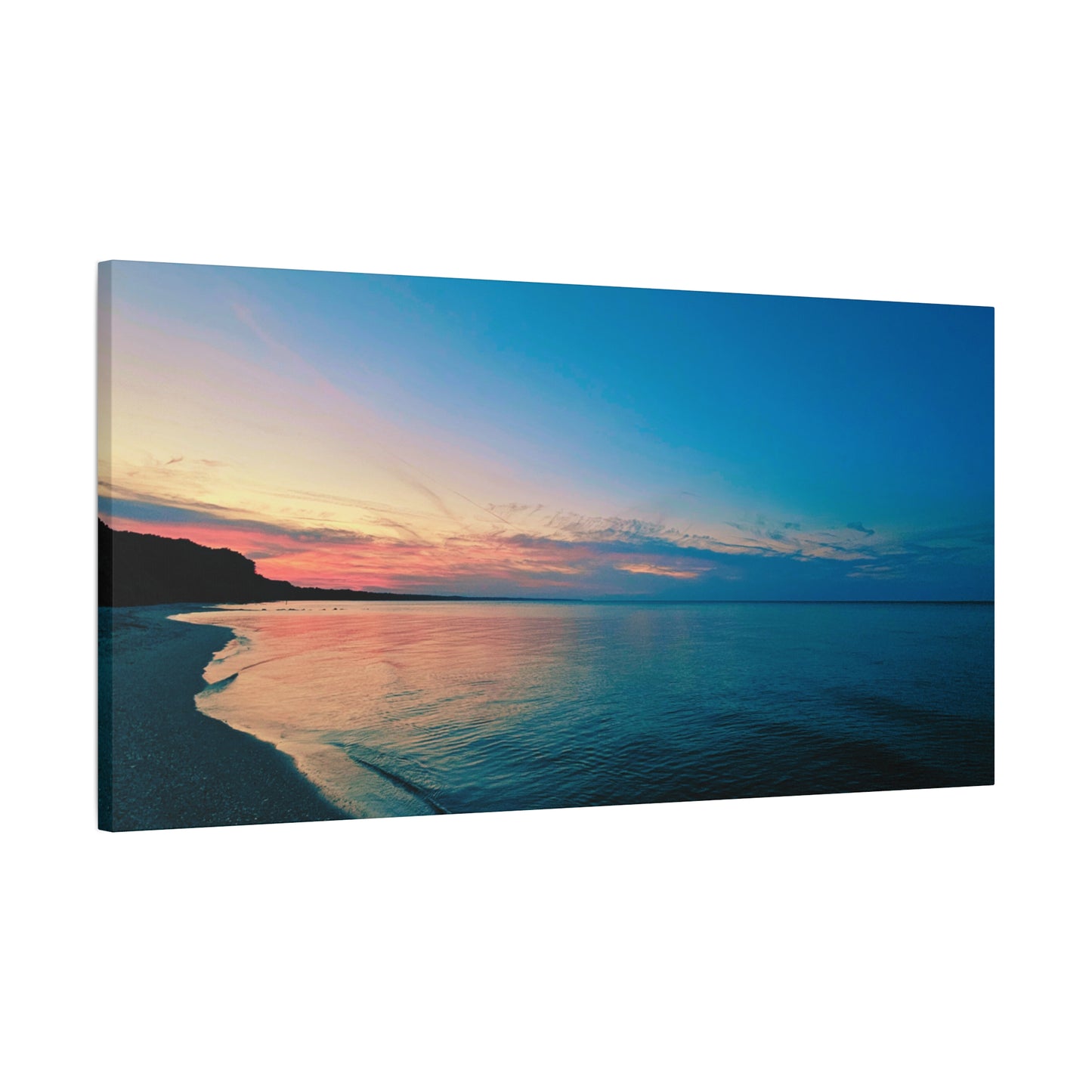 "Blue Symmetry" Sunset Beach Matte Canvas Print — Stretched Wall Art