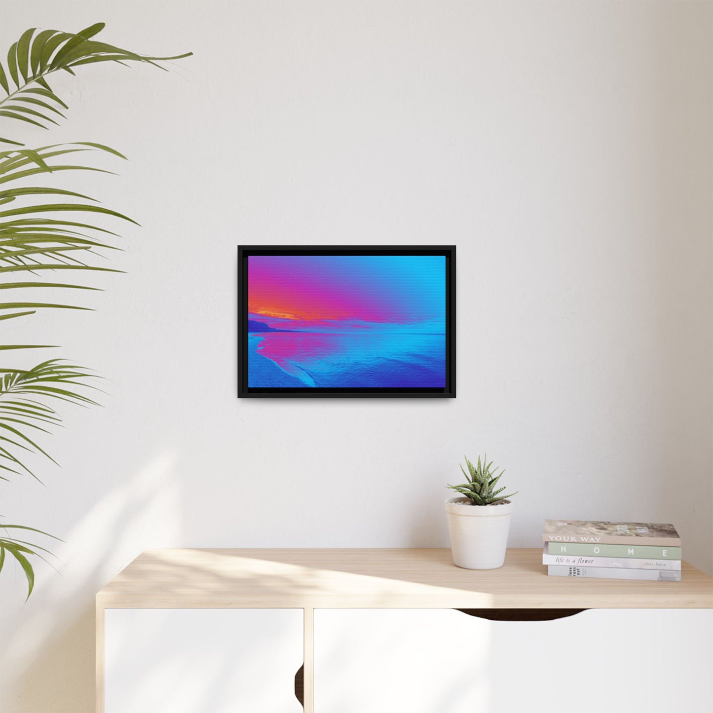 "Vibrant Symmetry"  Sunset Gradient Beach Matte Canvas Framed Wall Art