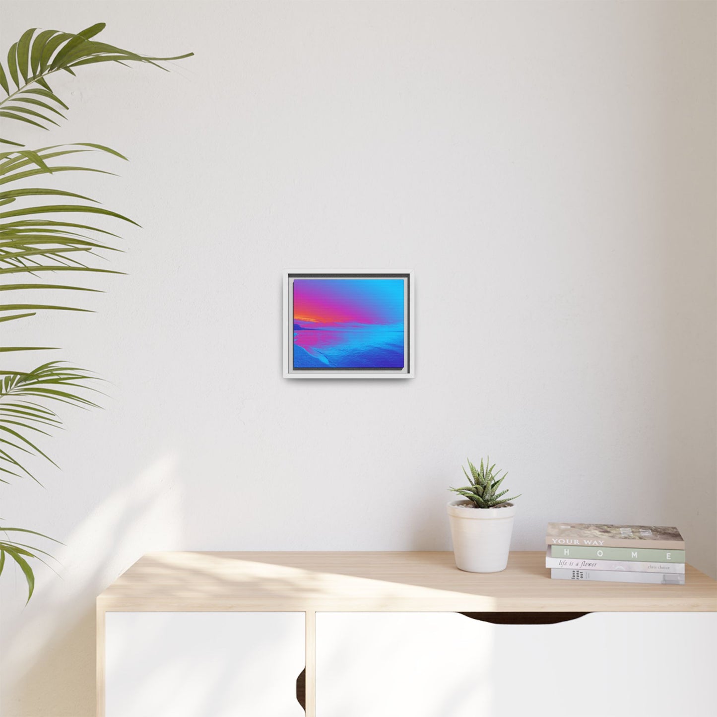 "Vibrant Symmetry"  Sunset Gradient Beach Matte Canvas Framed Wall Art