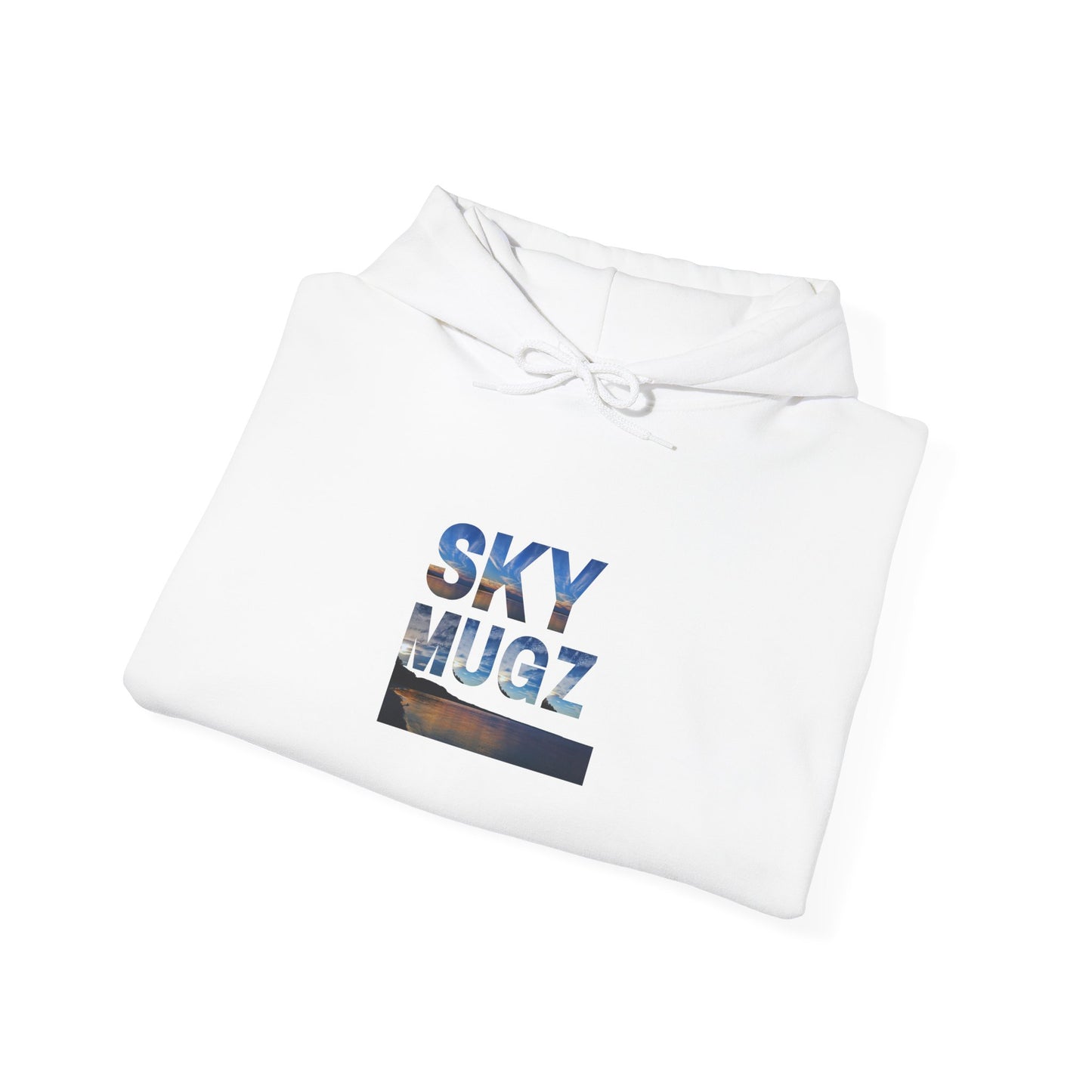 Sky Mugz Sunset Hoodie — Minimal Geometric Beach Photography Pullover