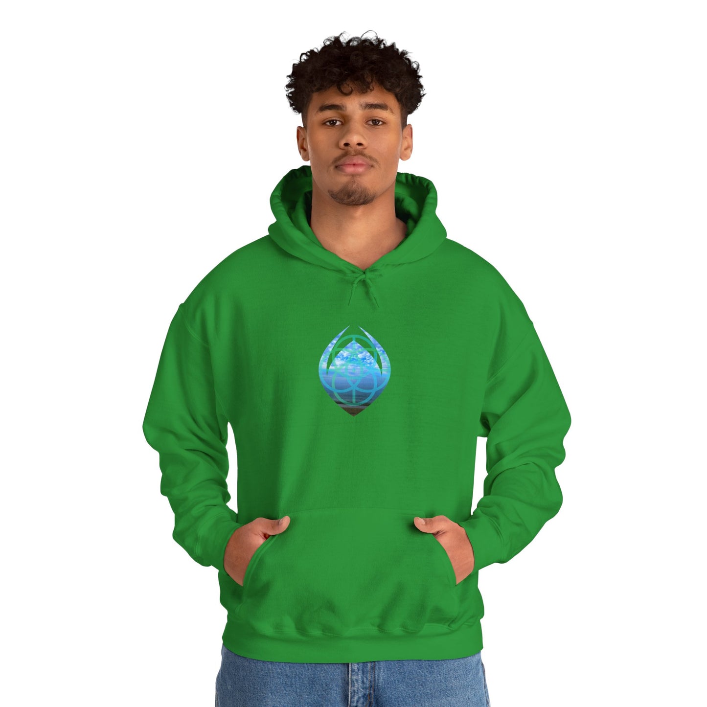 SkyMugz Graphic Hoodie — Blue Globe Drop Logo Pullover