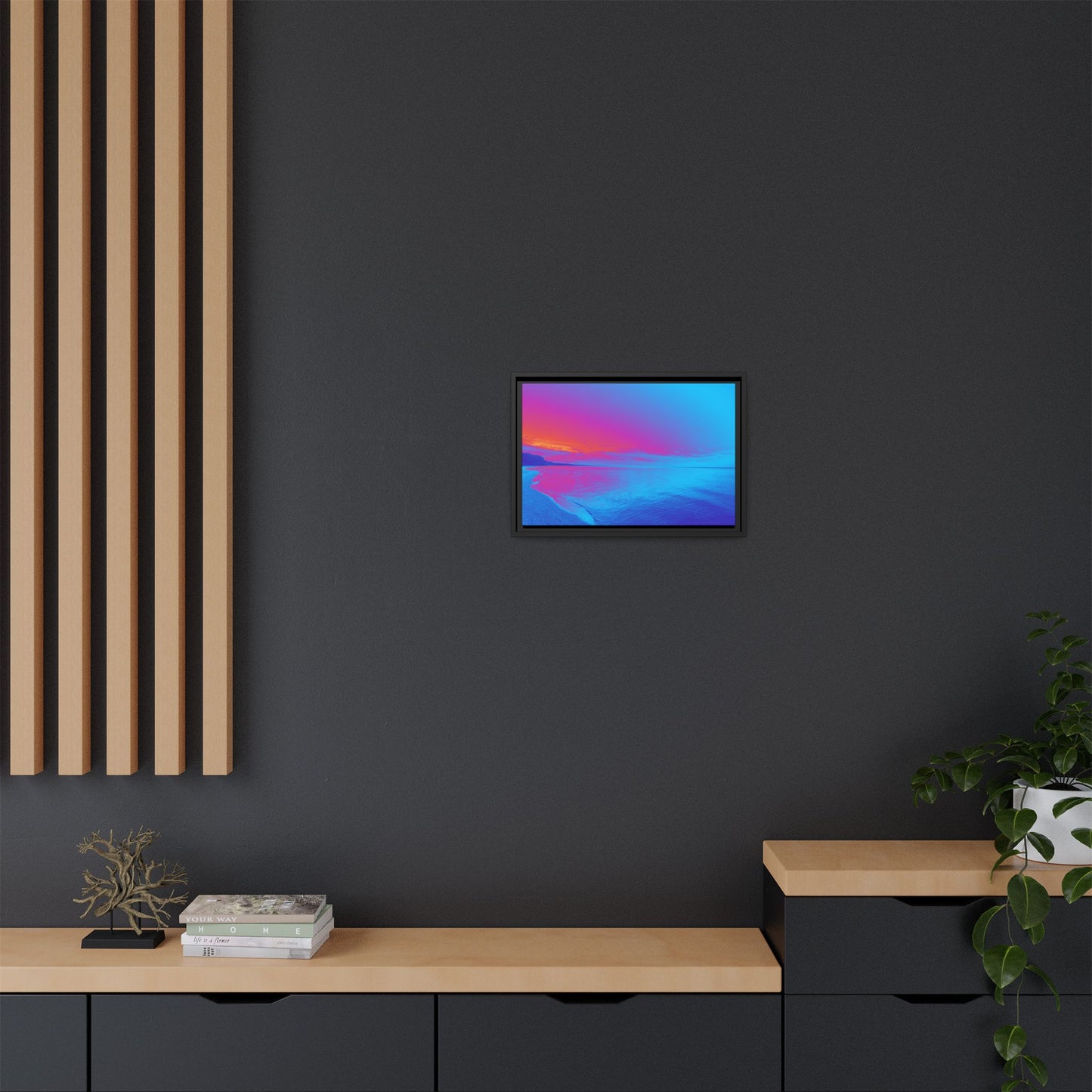 "Vibrant Symmetry"  Sunset Gradient Beach Matte Canvas Framed Wall Art