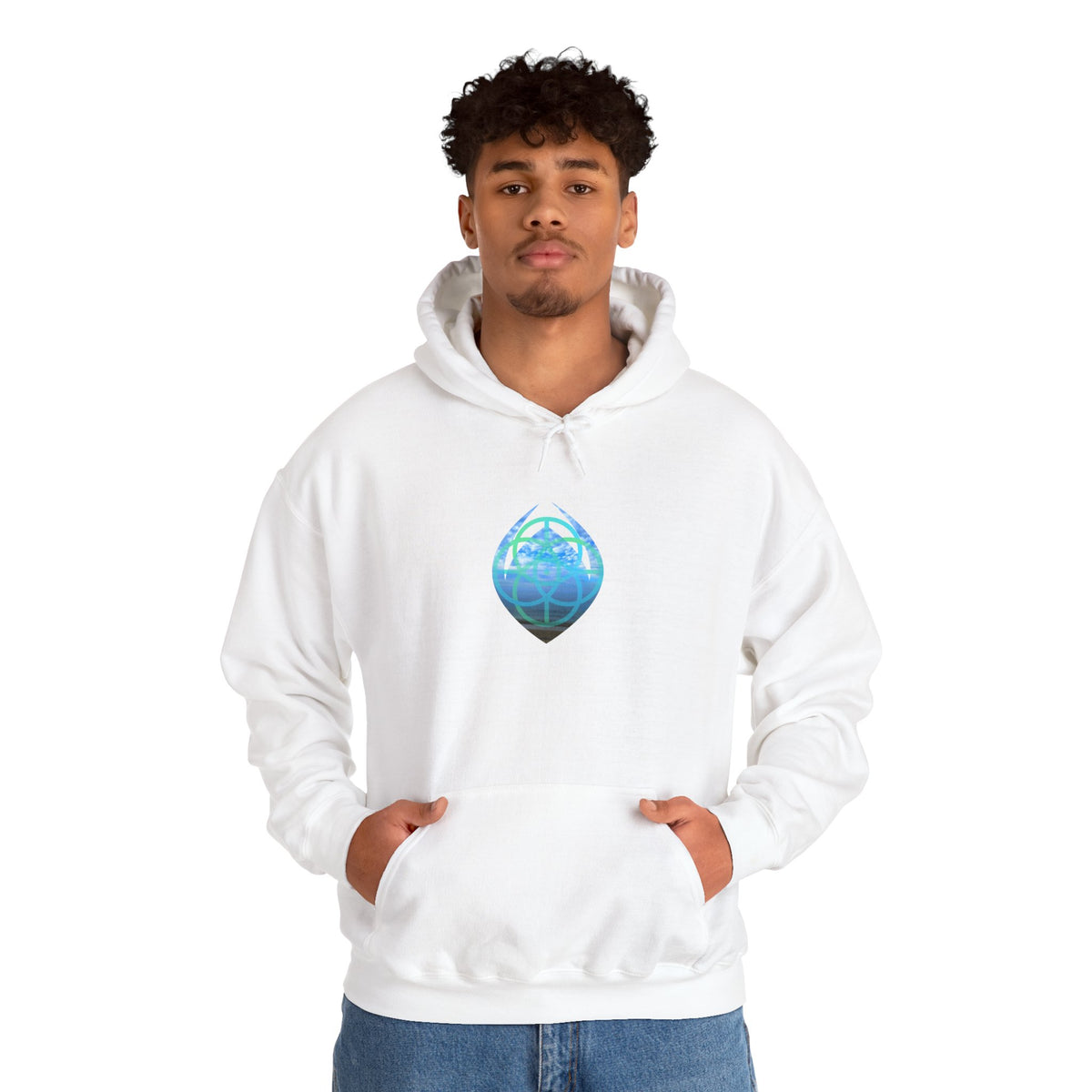 Blue Water Globe Droplet Graphic Hoodie