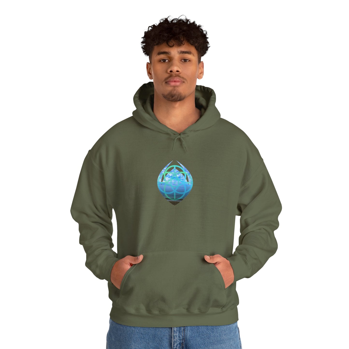 Blue Water Globe Droplet Graphic Hoodie