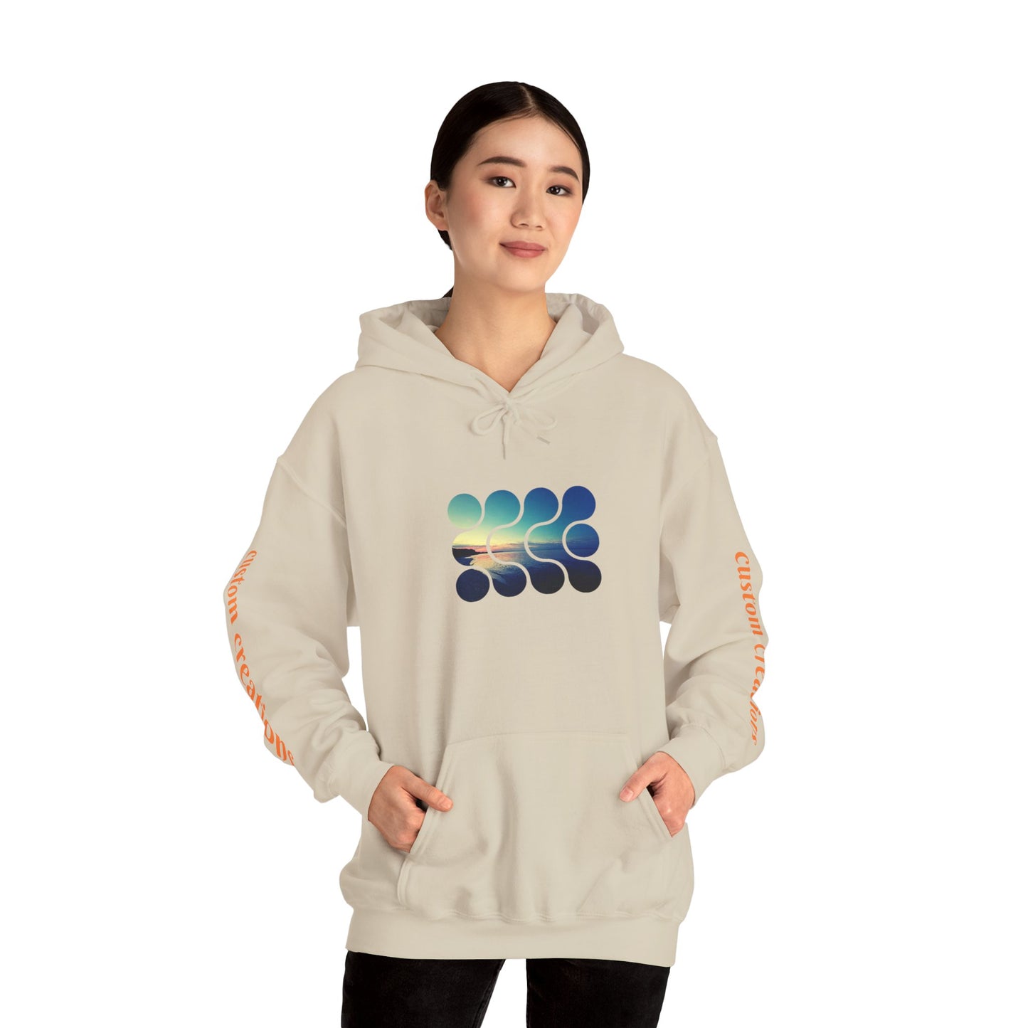 Blue-Green Symmetry Hoodie — Abstract Geometric Sweatshirt