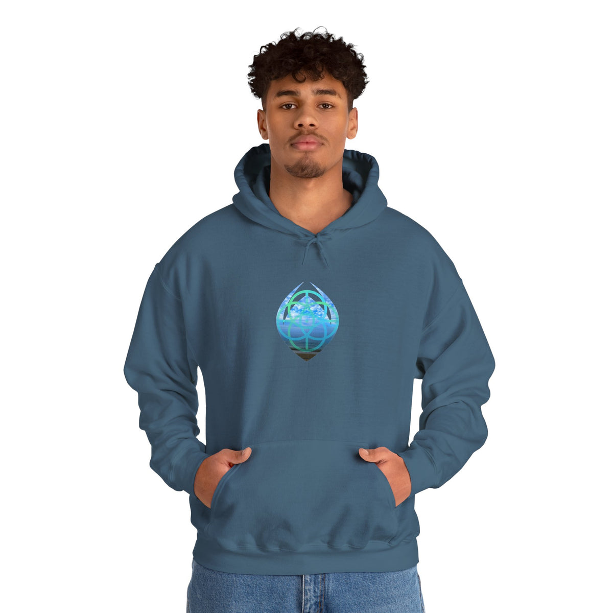 Blue Water Globe Droplet Graphic Hoodie