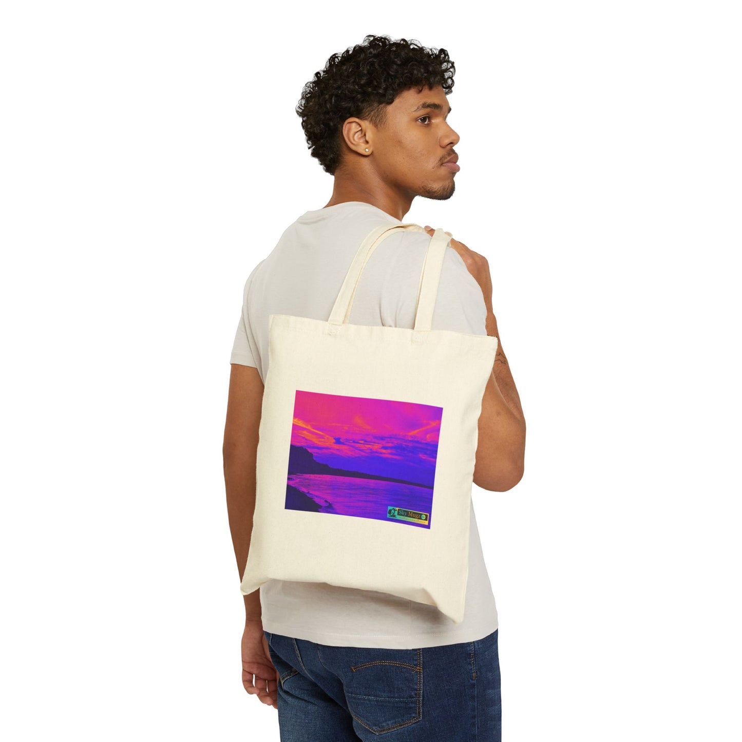 Canvas Tote Bag — Retro Vaporwave Sunset Print (Sky Mugz)