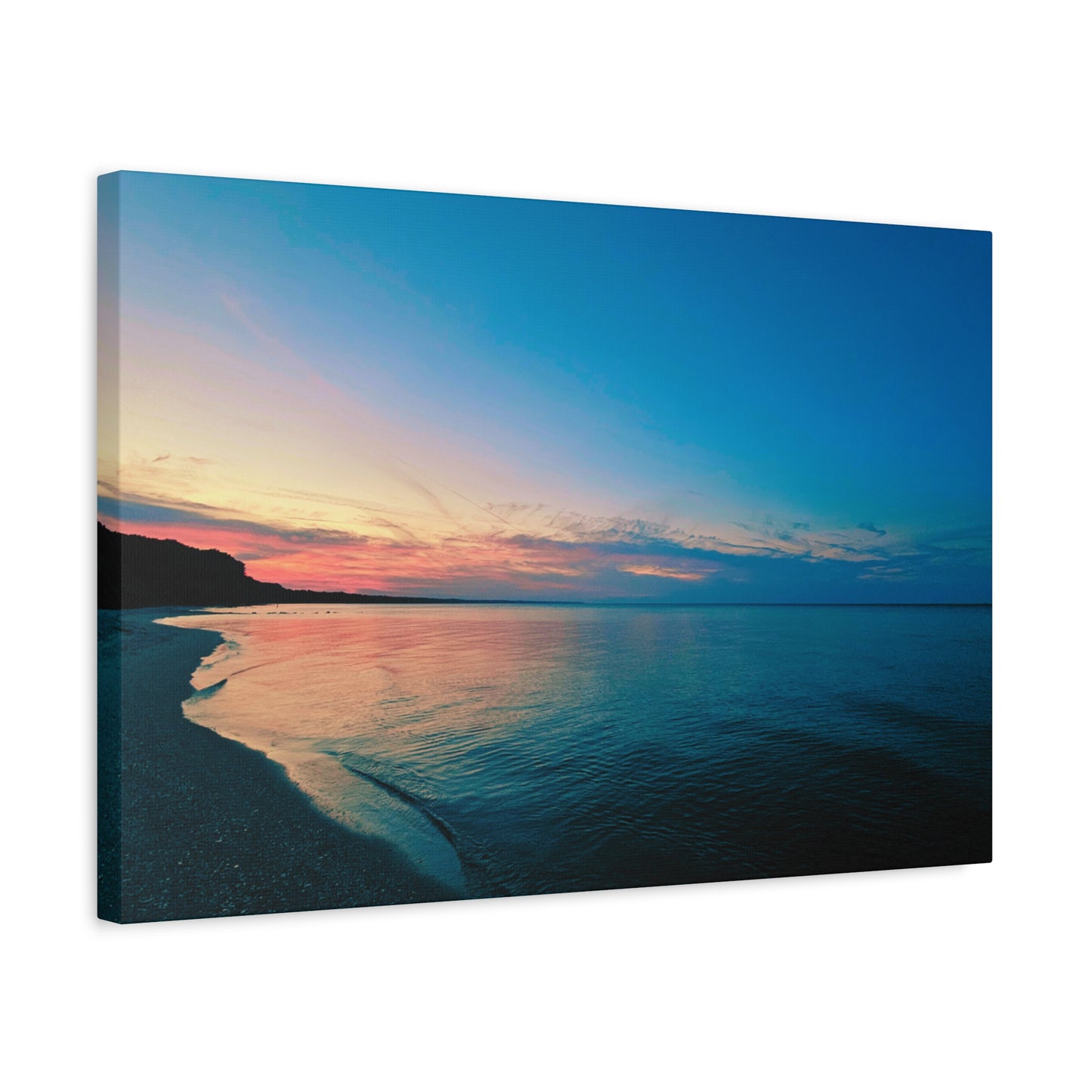 "Blue Symmetry" Sunset Beach Matte Canvas Print — Stretched Wall Art