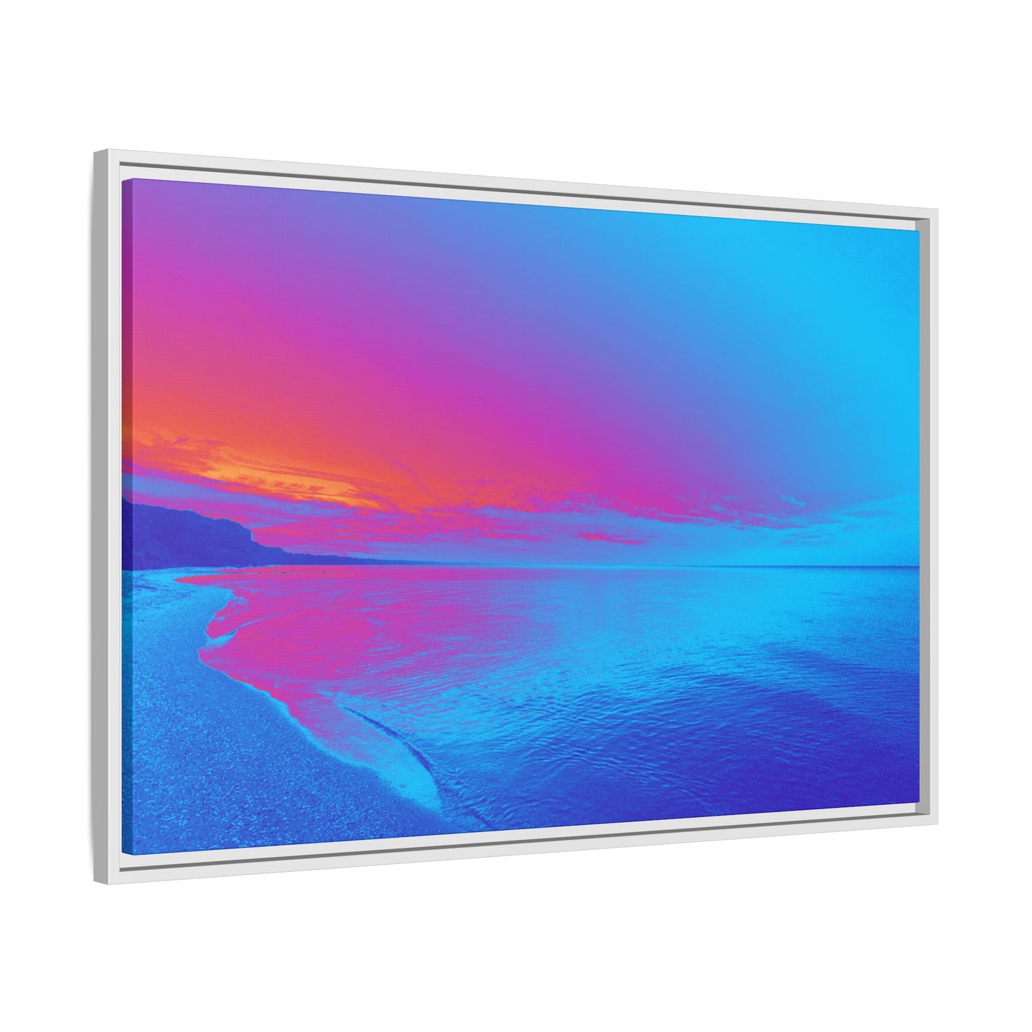 "Vibrant Symmetry"  Sunset Gradient Beach Matte Canvas Framed Wall Art