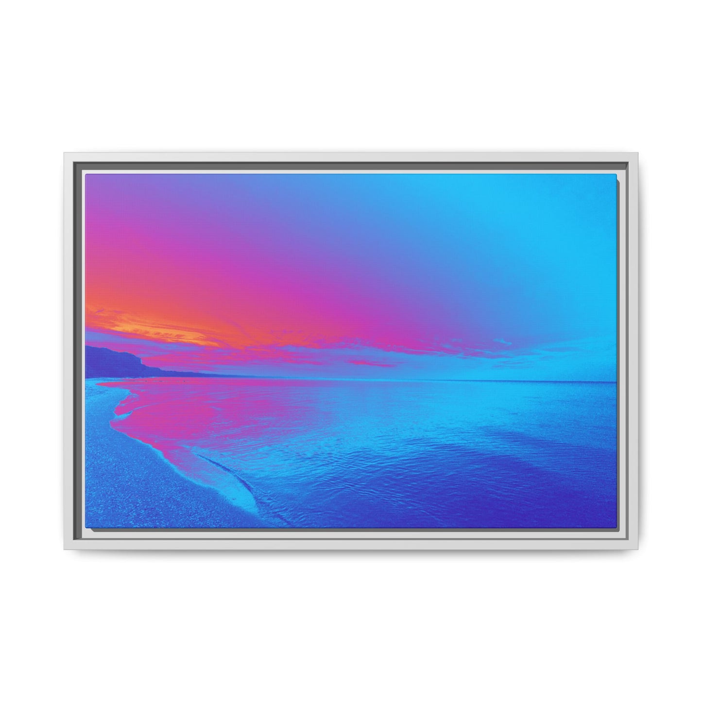 "Vibrant Symmetry"  Sunset Gradient Beach Matte Canvas Framed Wall Art