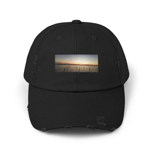 Distressed Sunset Cap — Vintage Solomons Chesapeake Panorama Dad Hat