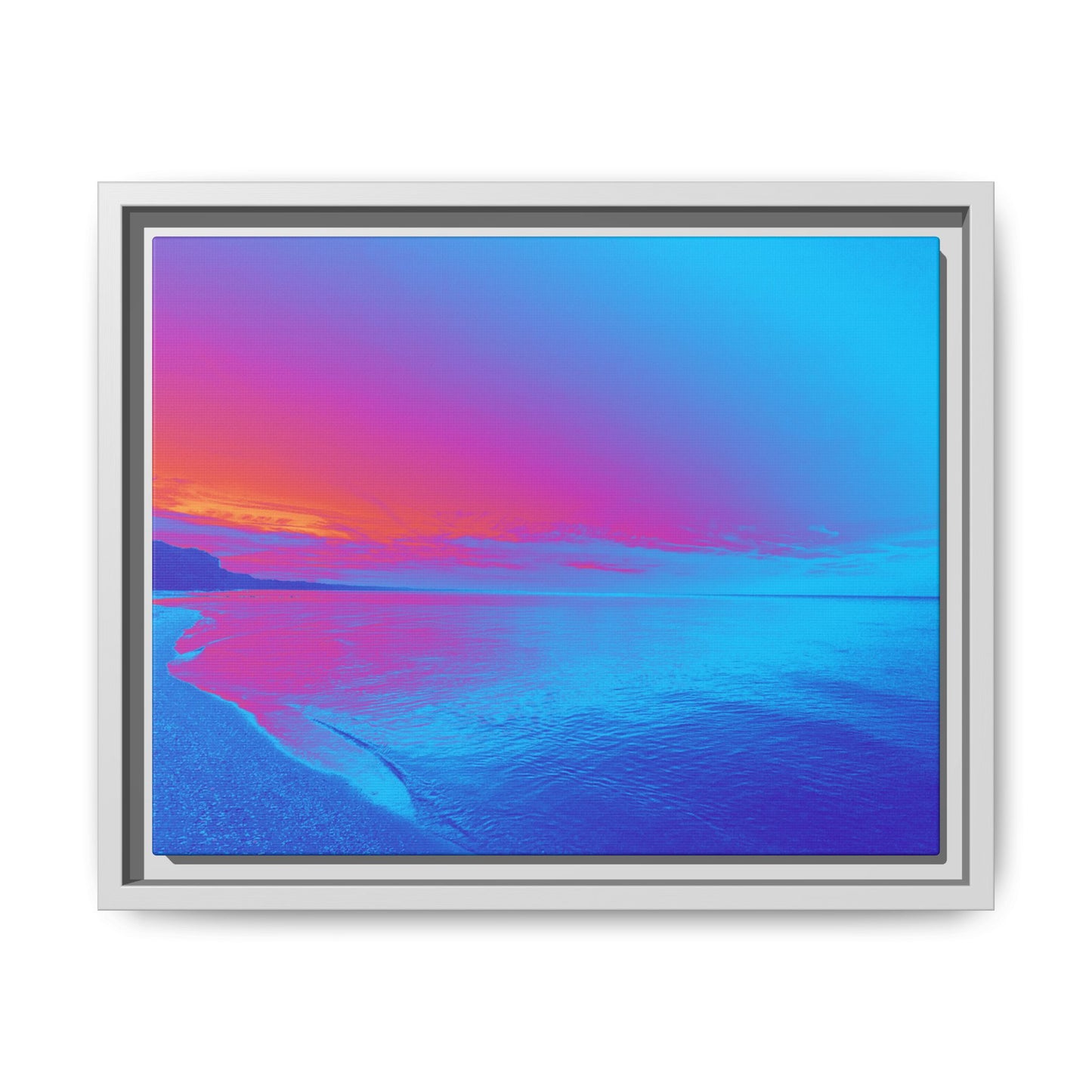 "Vibrant Symmetry"  Sunset Gradient Beach Matte Canvas Framed Wall Art