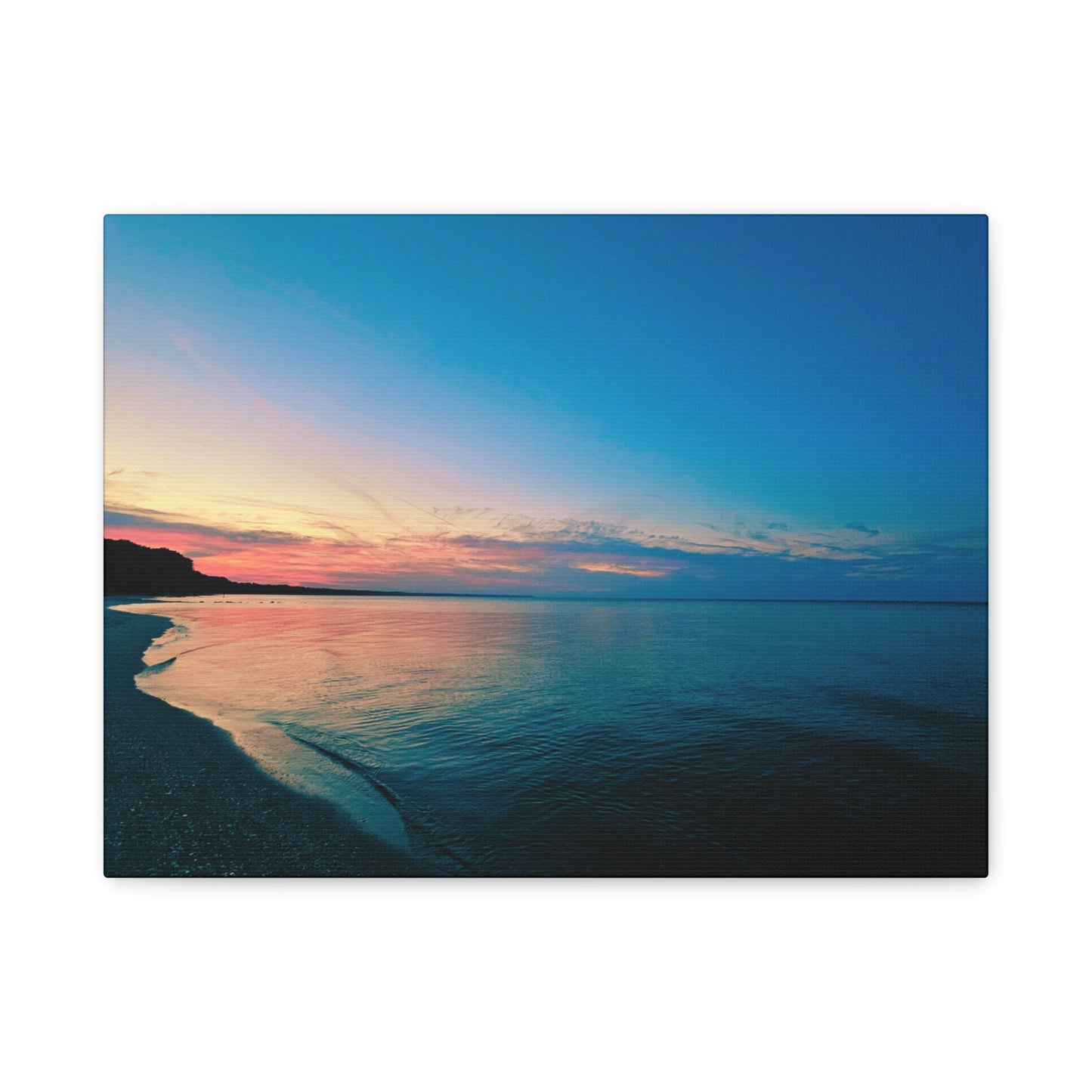 "Blue Symmetry" Sunset Beach Matte Canvas Print — Stretched Wall Art
