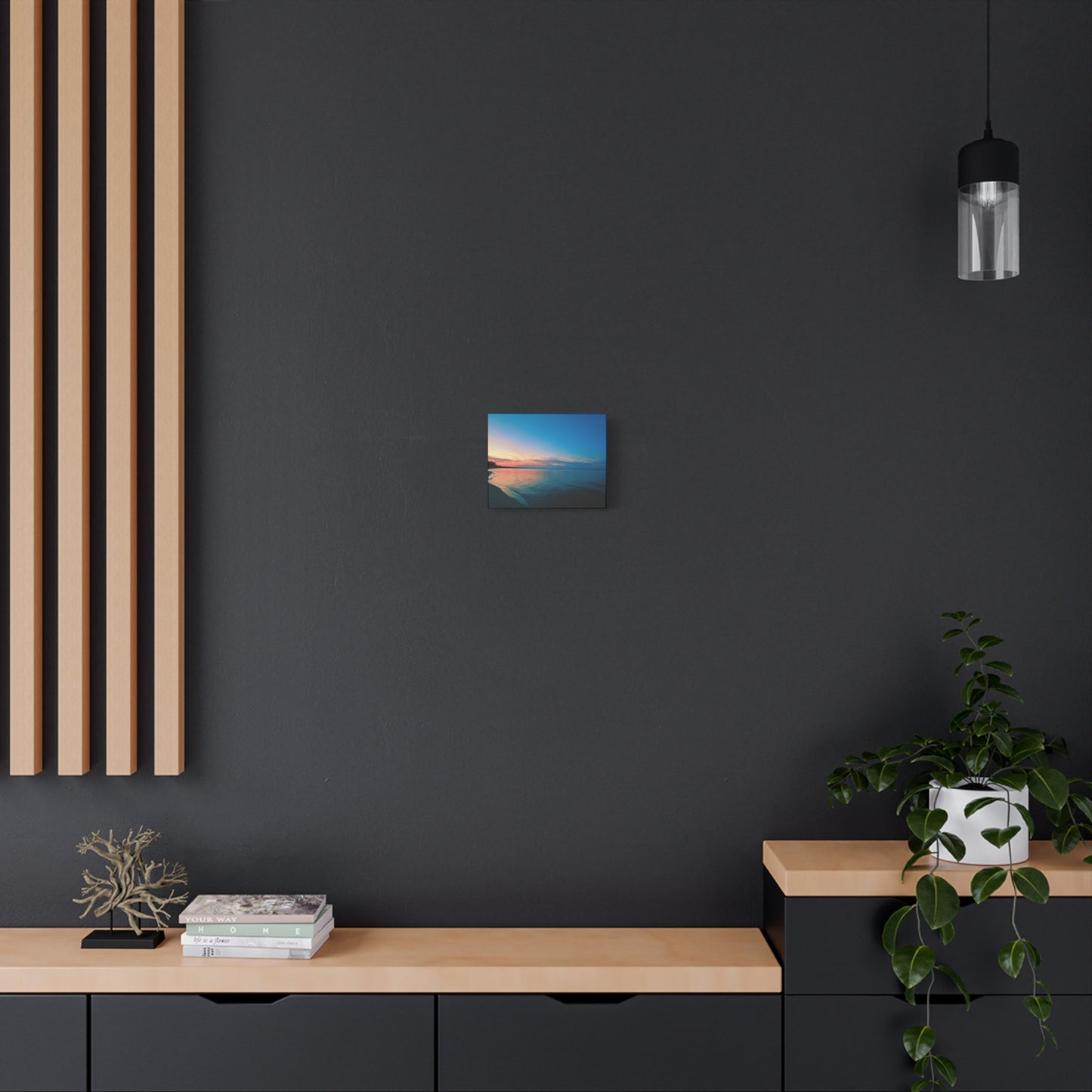 "Blue Symmetry" Sunset Beach Matte Canvas Print — Stretched Wall Art