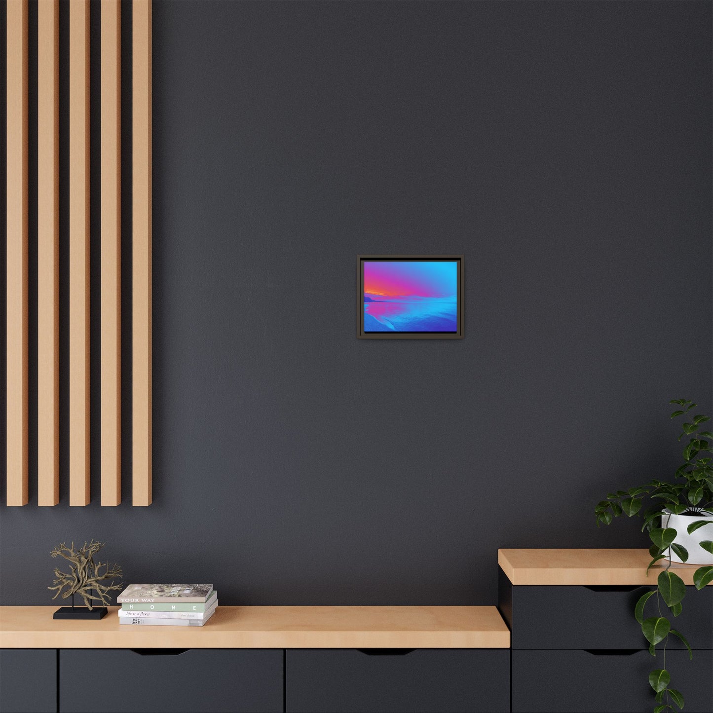 "Vibrant Symmetry"  Sunset Gradient Beach Matte Canvas Framed Wall Art