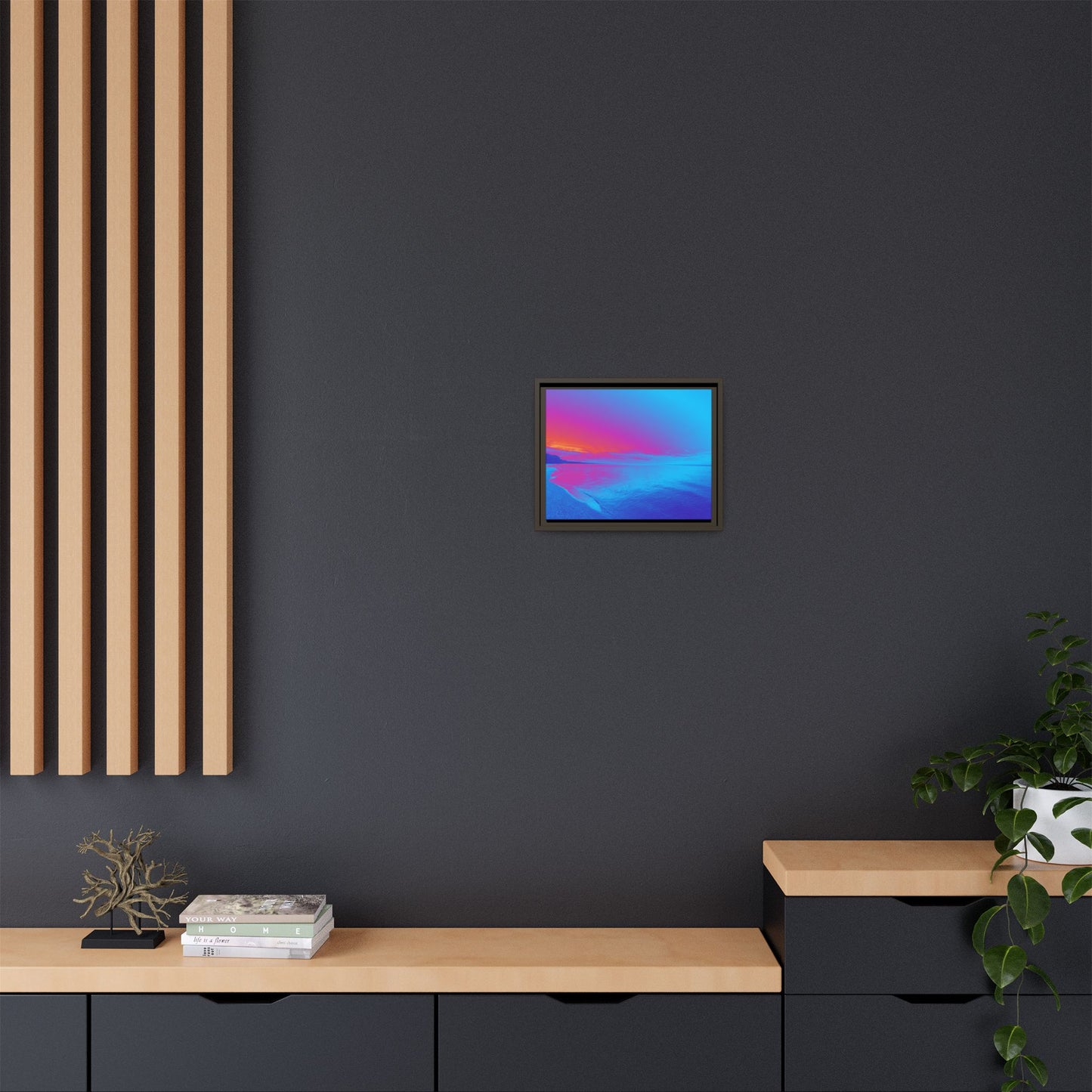 "Vibrant Symmetry"  Sunset Gradient Beach Matte Canvas Framed Wall Art