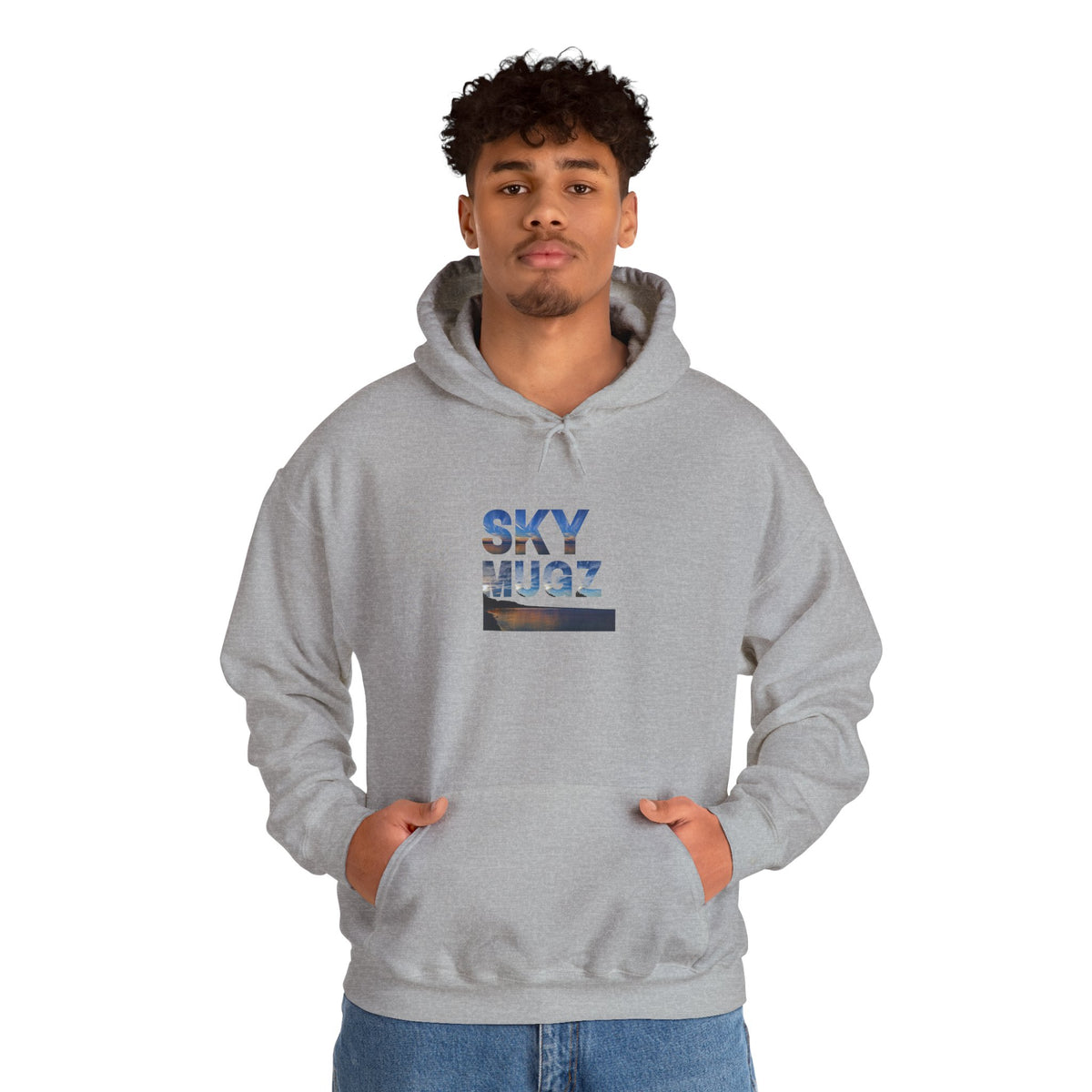 Scenic Lake Swirling Clouds Graphic Hoodie