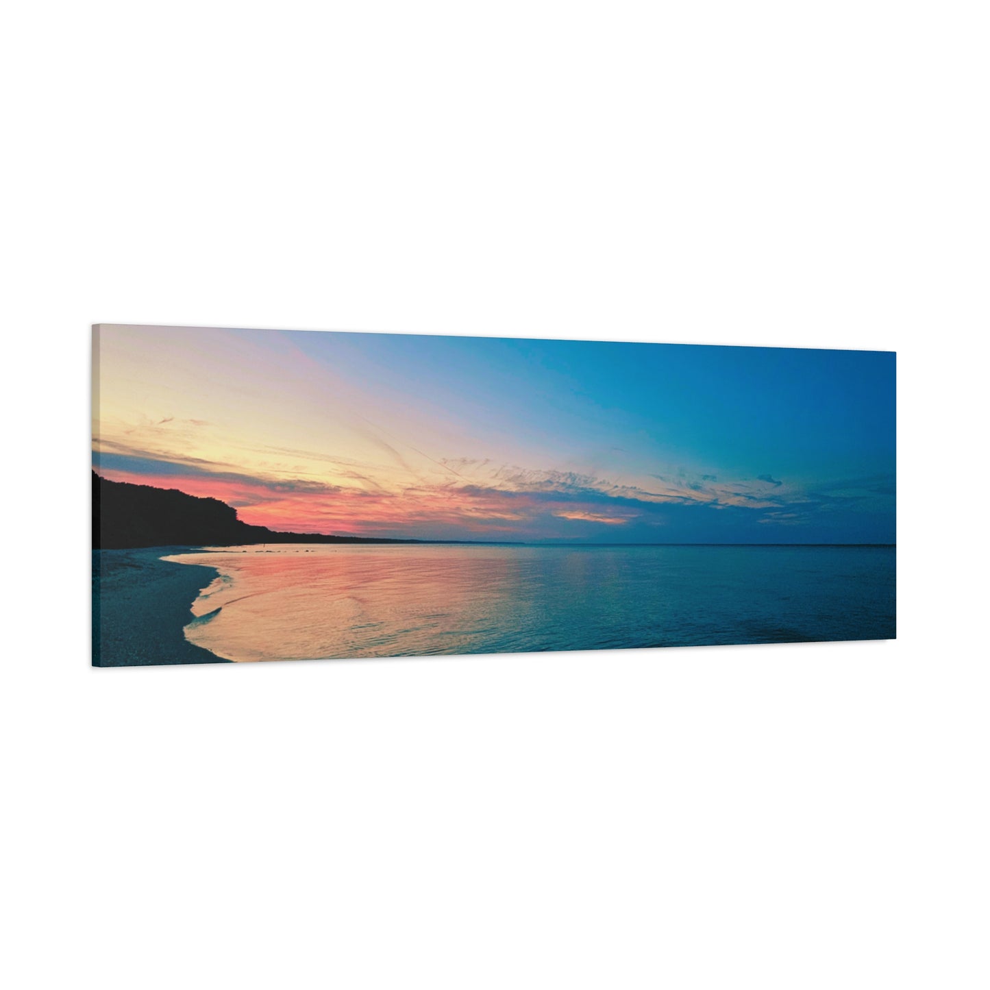 "Blue Symmetry" Sunset Beach Matte Canvas Print — Stretched Wall Art