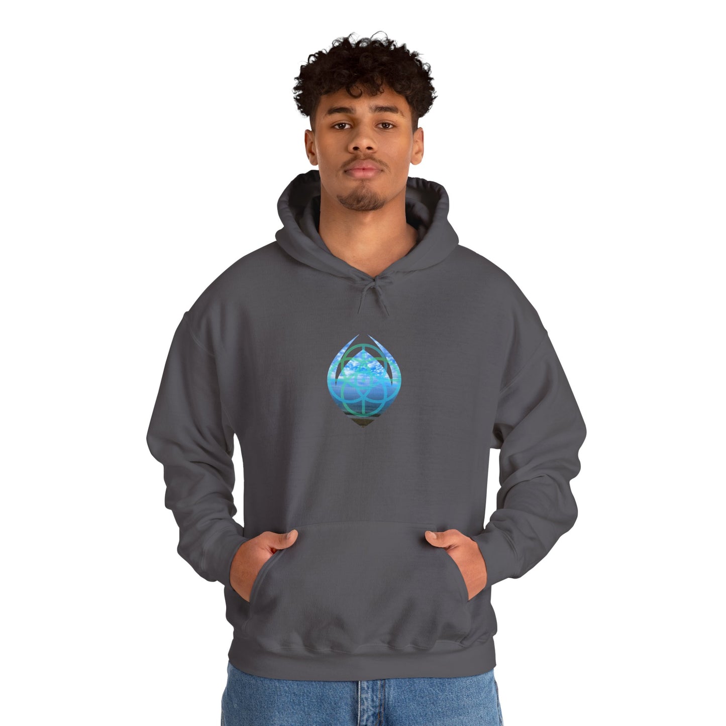 SkyMugz Graphic Hoodie — Blue Globe Drop Logo Pullover