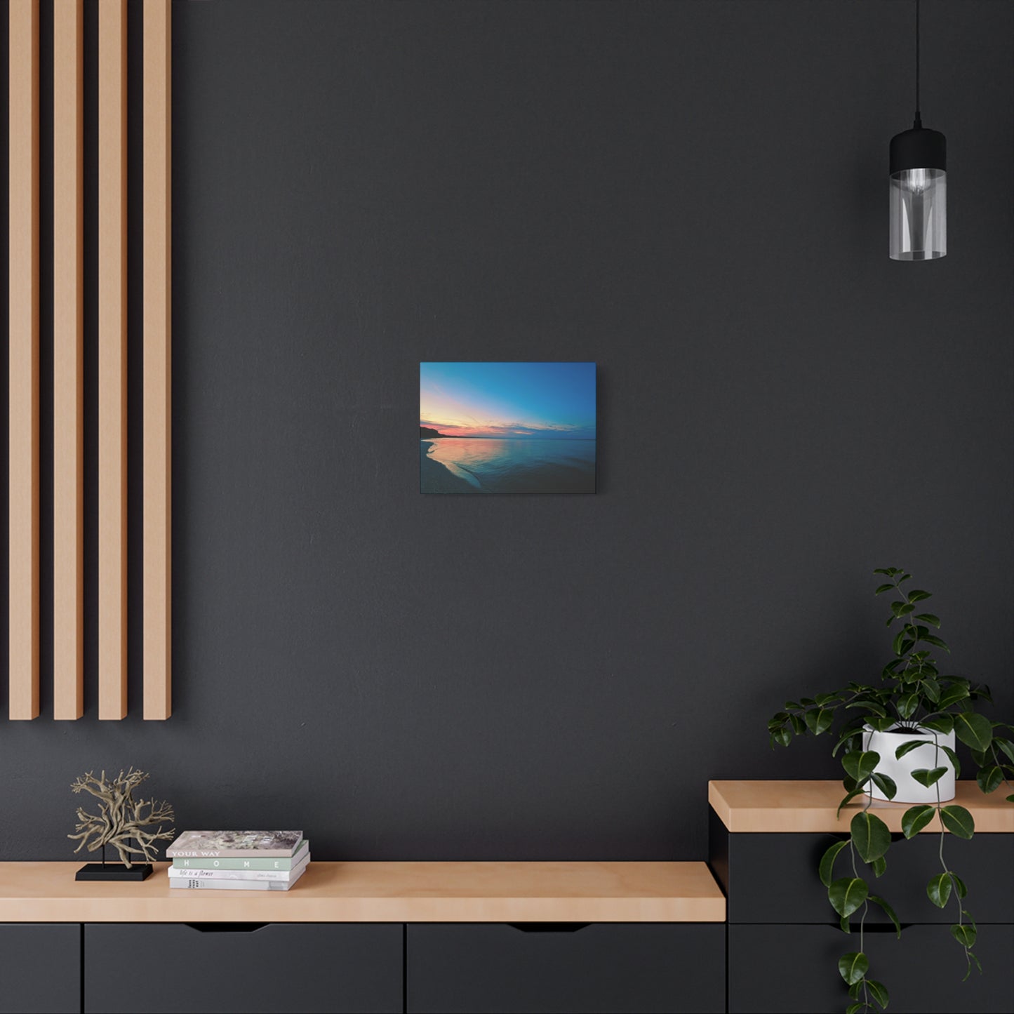 "Blue Symmetry" Sunset Beach Matte Canvas Print — Stretched Wall Art