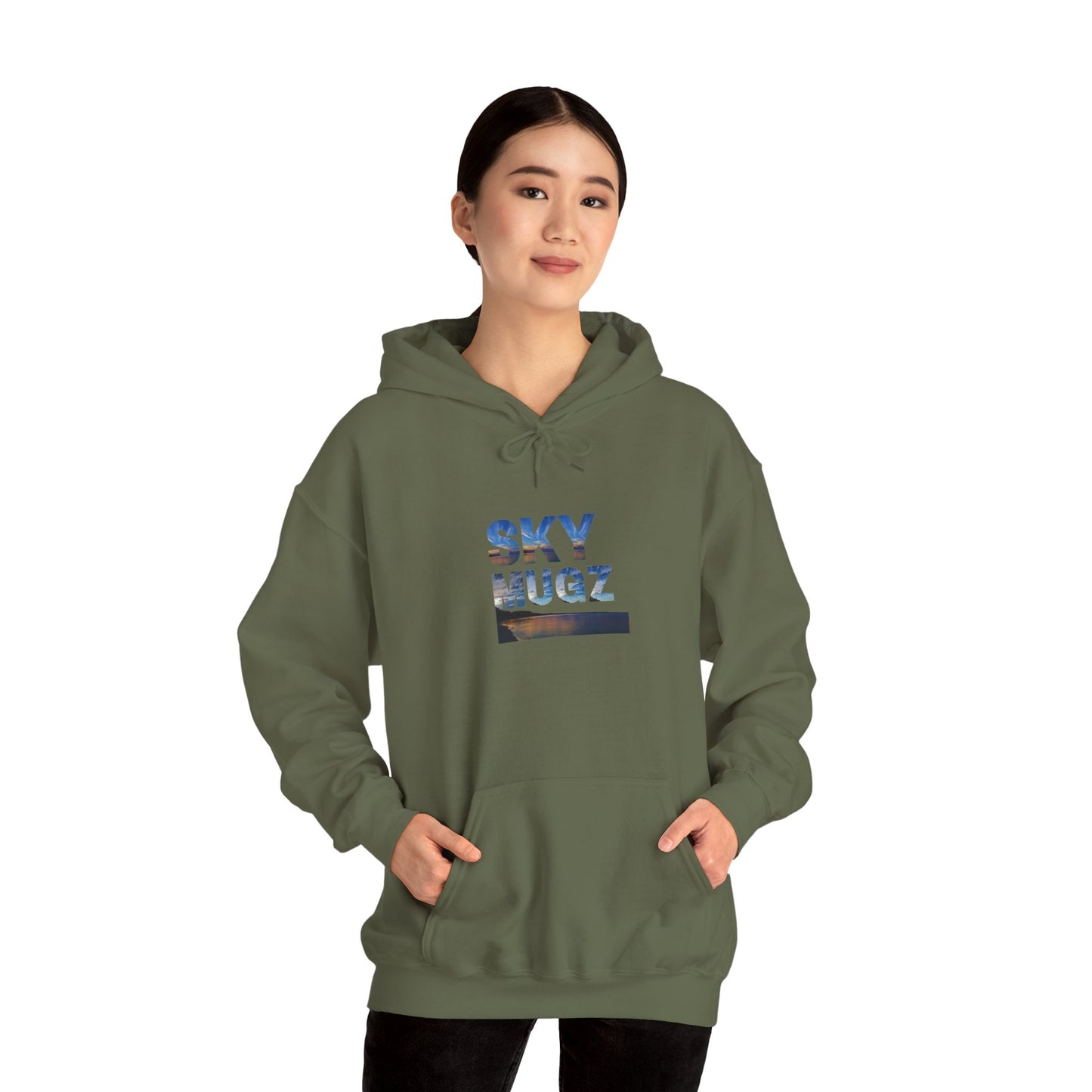 Scenic Lake Swirling Clouds Graphic Hoodie