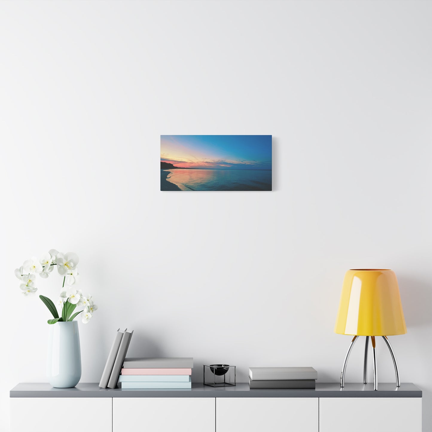 "Blue Symmetry" Sunset Beach Matte Canvas Print — Stretched Wall Art