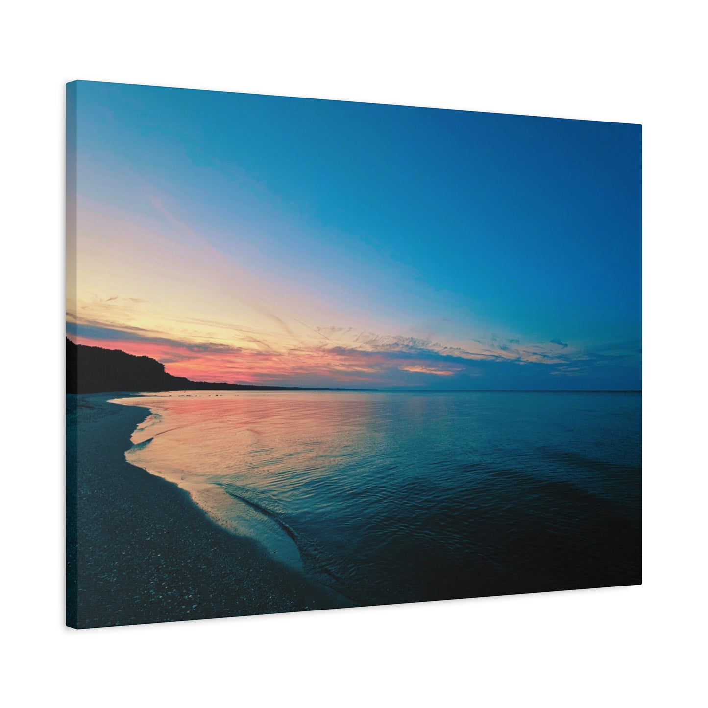 "Blue Symmetry" Sunset Beach Matte Canvas Print — Stretched Wall Art