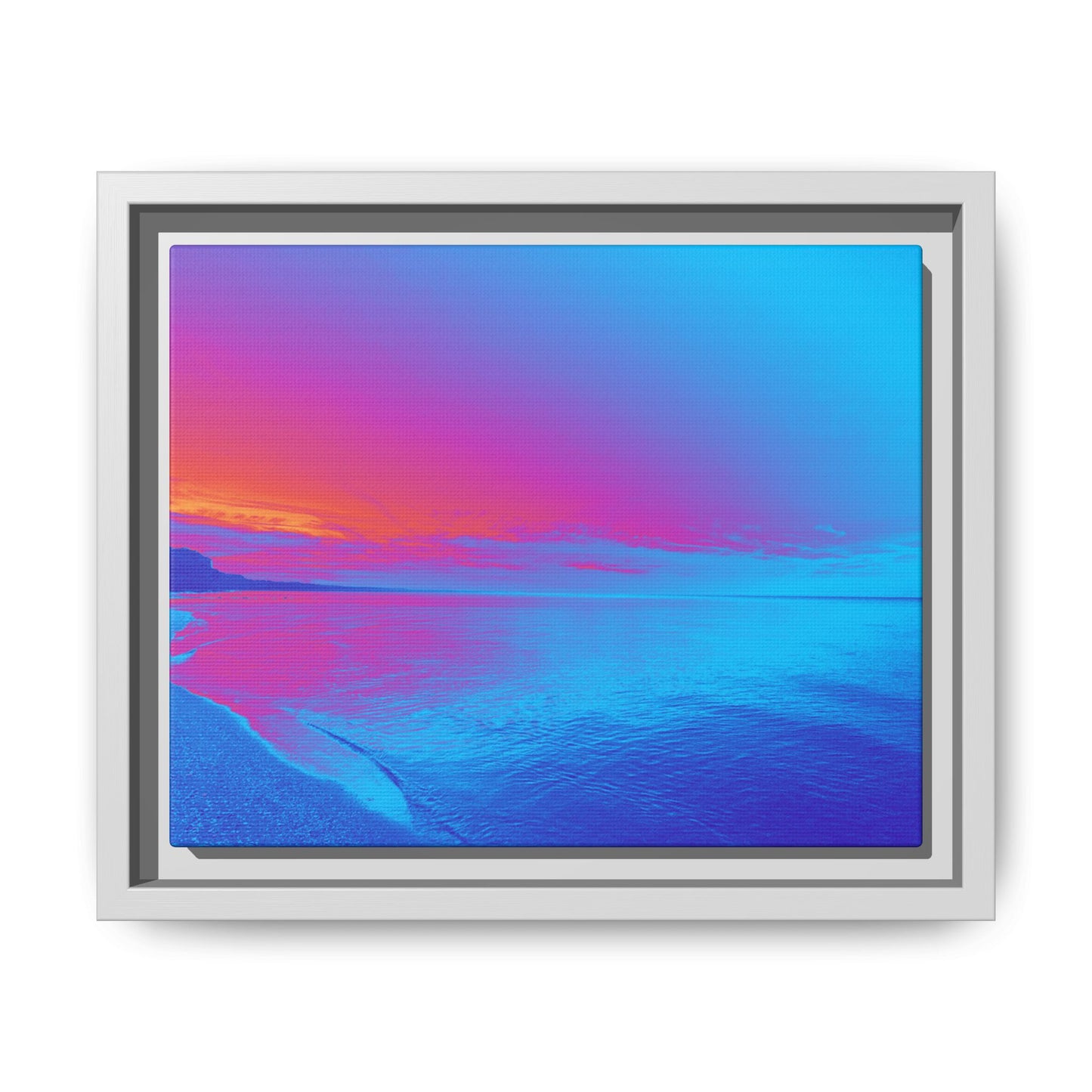 "Vibrant Symmetry"  Sunset Gradient Beach Matte Canvas Framed Wall Art