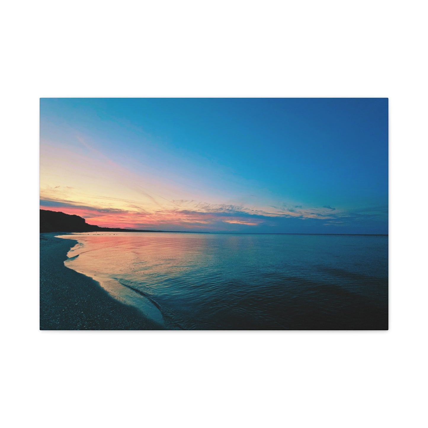 "Blue Symmetry" Sunset Beach Matte Canvas Print — Stretched Wall Art