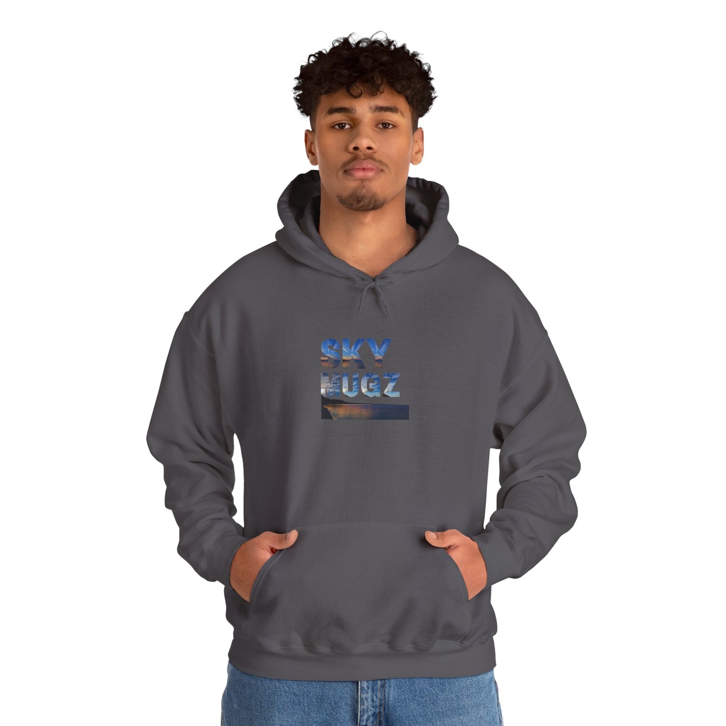 Scenic Lake Swirling Clouds Graphic Hoodie