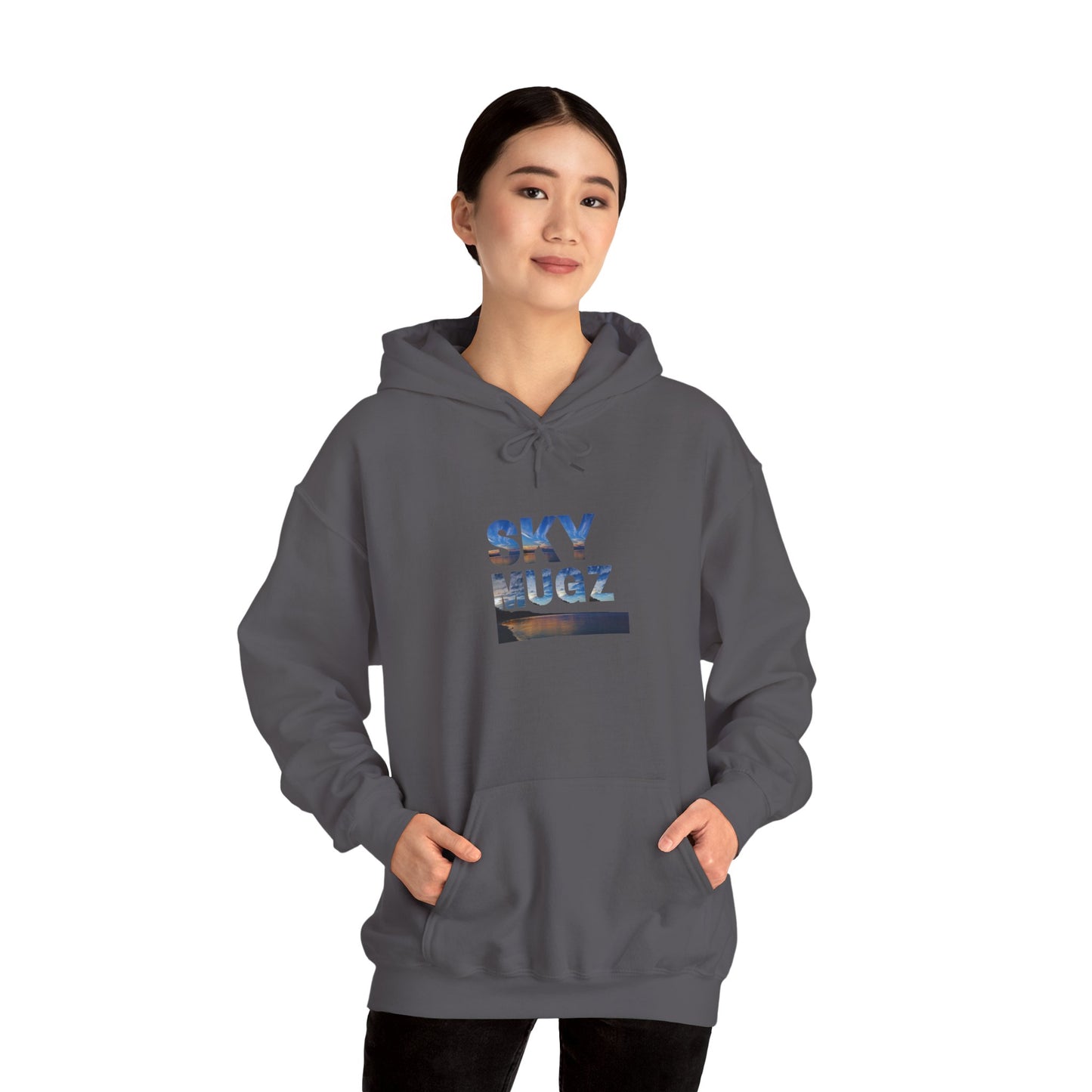 Scenic Lake Swirling Clouds Graphic Hoodie