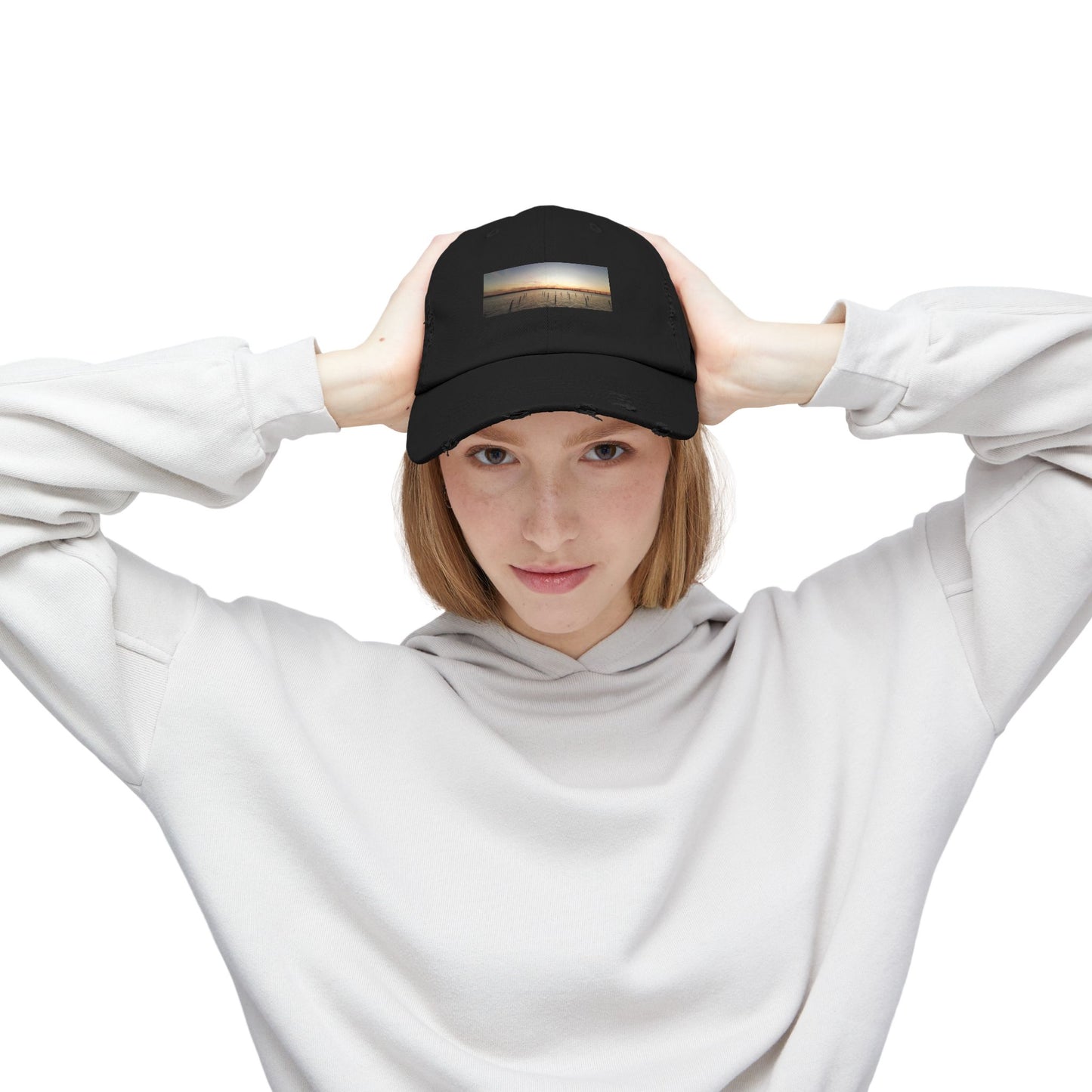 Distressed Sunset Cap — Vintage Solomons Chesapeake Panorama Dad Hat