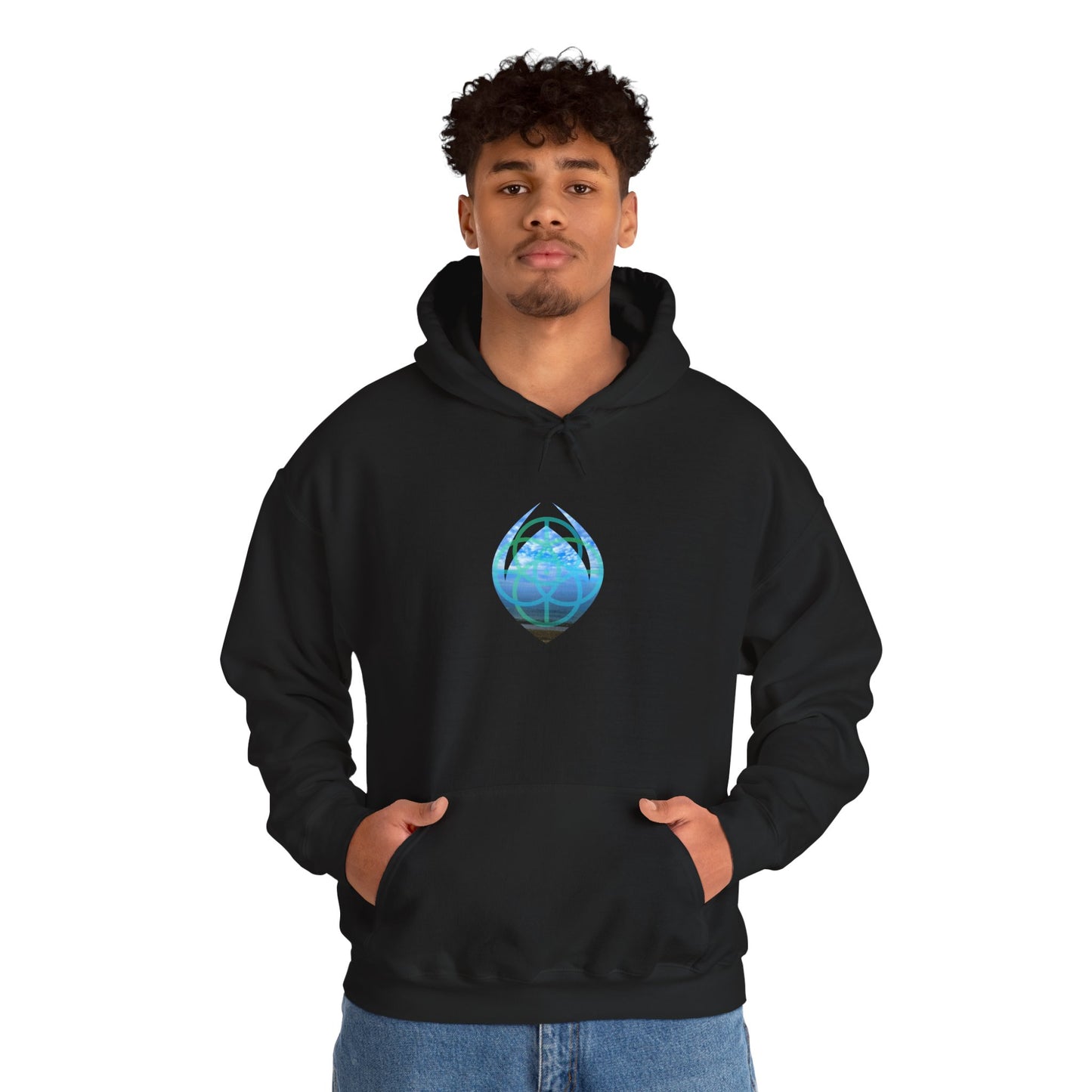 SkyMugz Graphic Hoodie — Blue Globe Drop Logo Pullover