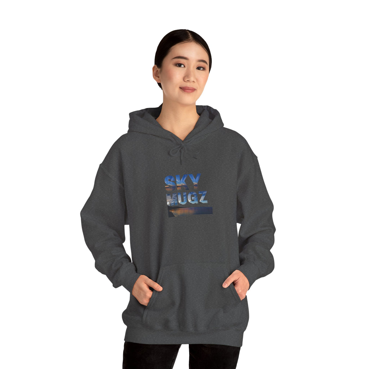 Scenic Lake Swirling Clouds Graphic Hoodie