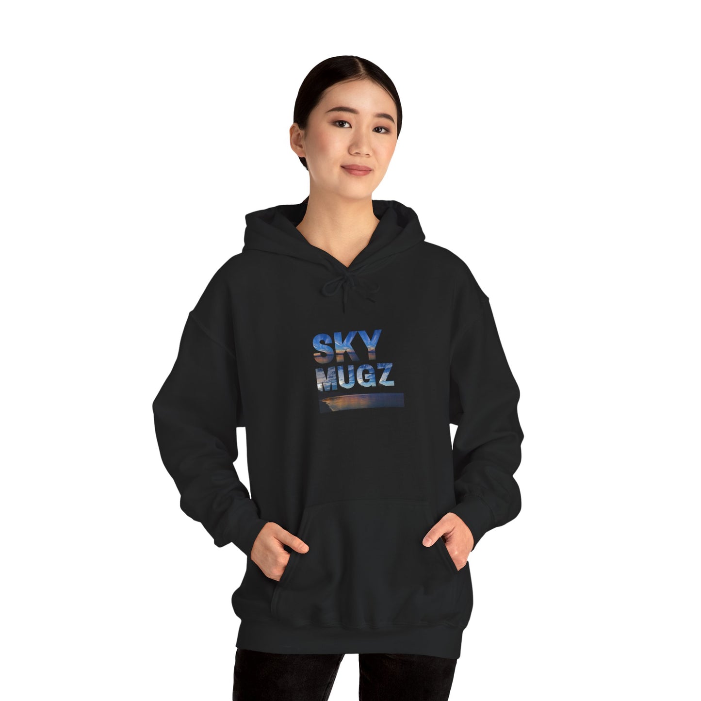 Sky Mugz Photo Hoodie — Scenic Lake & Dramatic Sky Pullover
