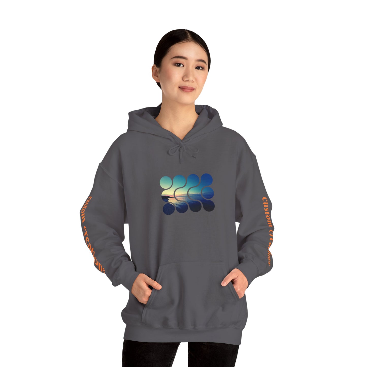 Blue-Green Symmetry Hoodie — Abstract Geometric Sweatshirt