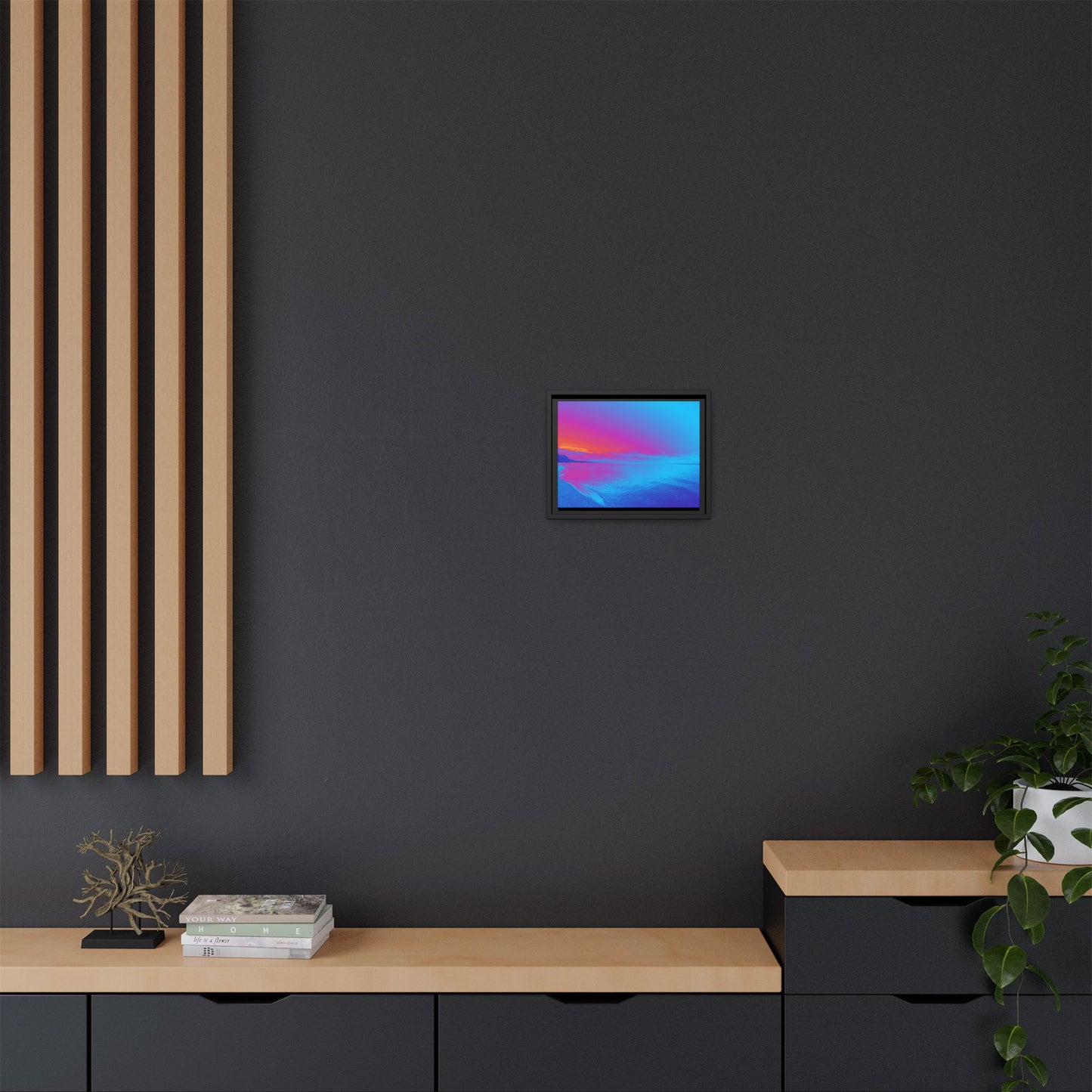 "Vibrant Symmetry"  Sunset Gradient Beach Matte Canvas Framed Wall Art