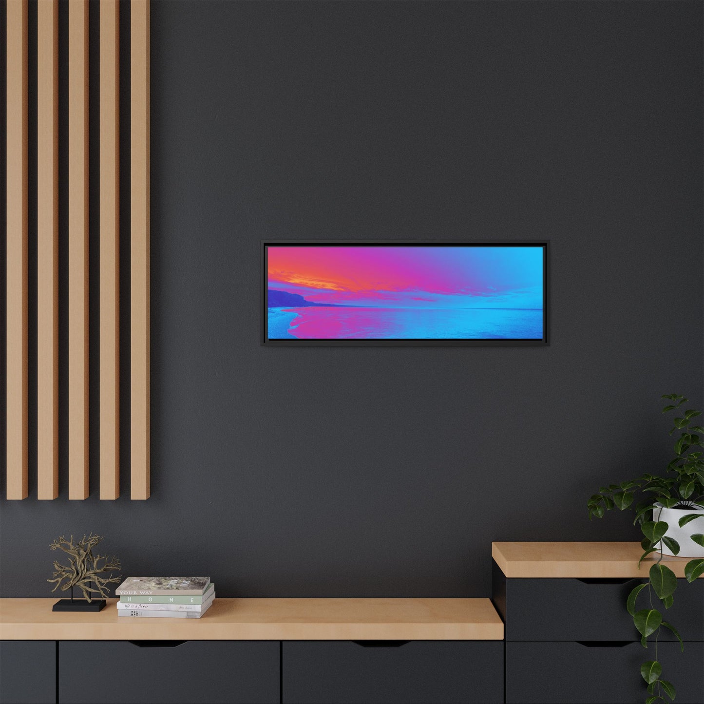 "Vibrant Symmetry"  Sunset Gradient Beach Matte Canvas Framed Wall Art