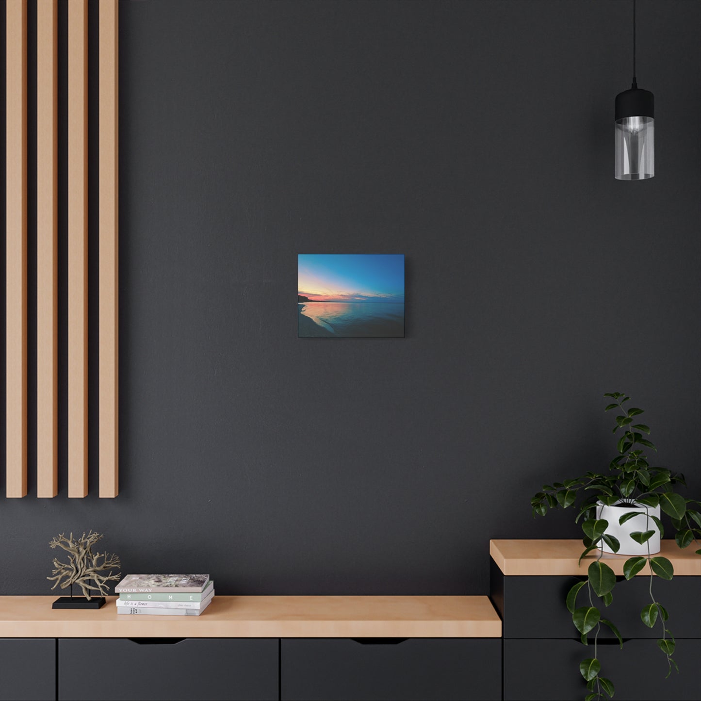 "Blue Symmetry" Sunset Beach Matte Canvas Print — Stretched Wall Art