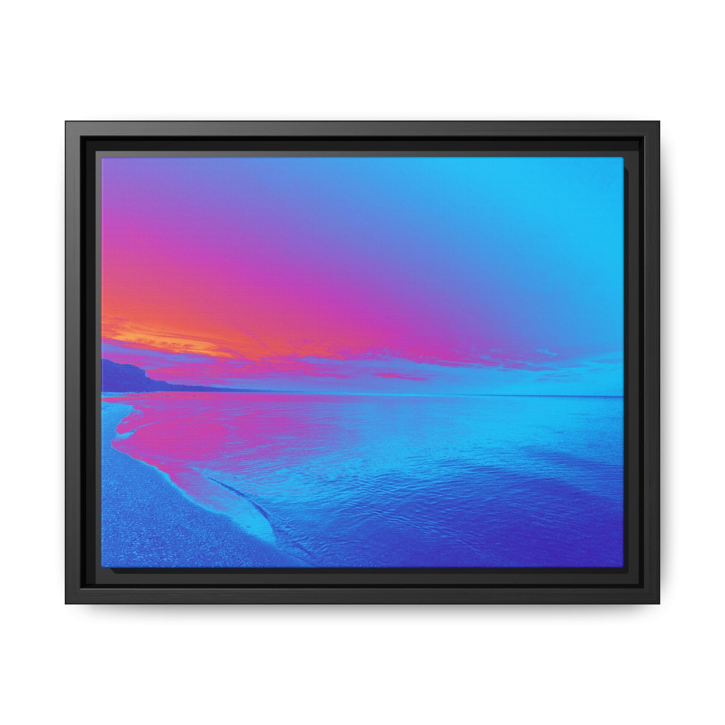 "Vibrant Symmetry"  Sunset Gradient Beach Matte Canvas Framed Wall Art
