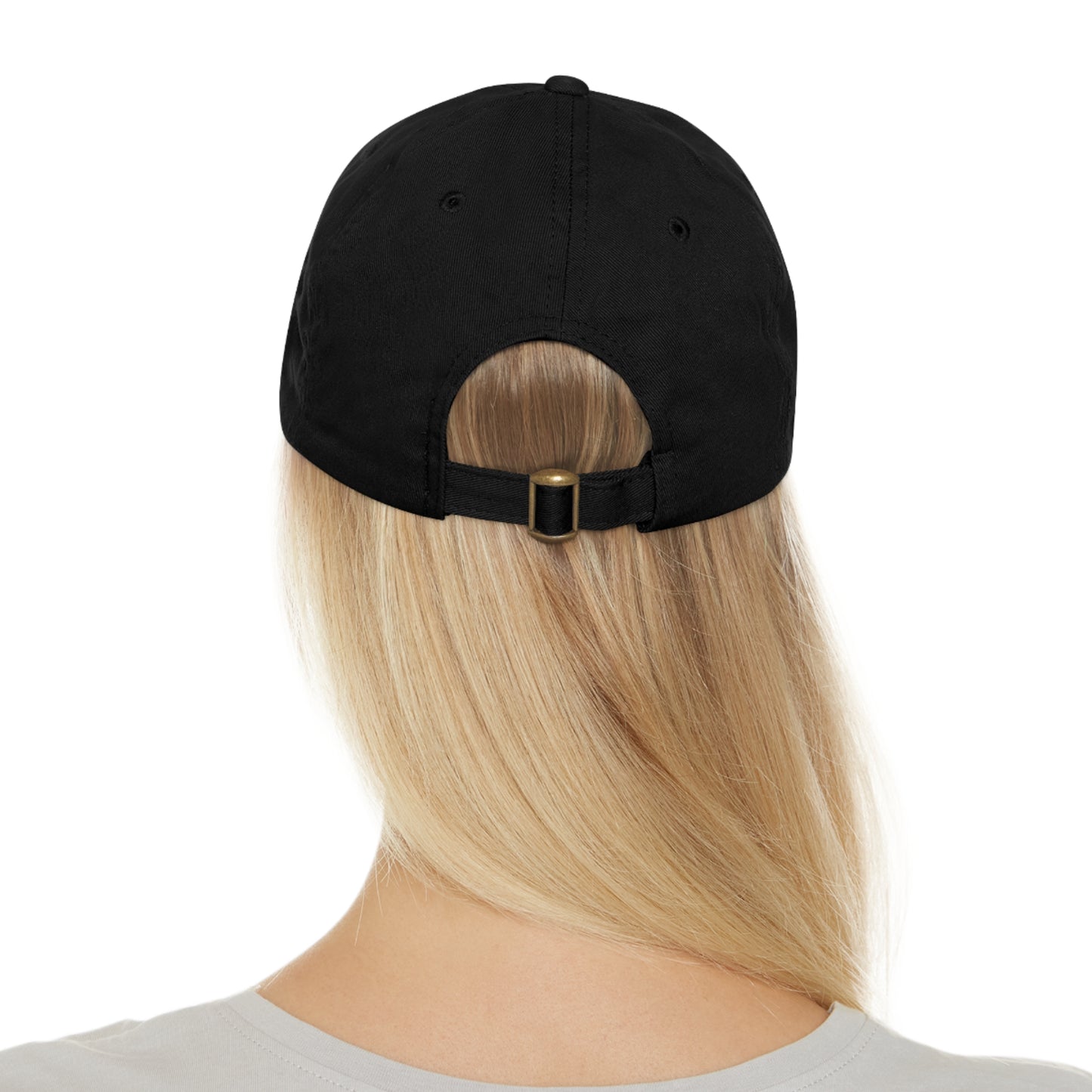 Sunset Ocean Leather Patch Dad Hat — Retro Vaporwave Beach Cap