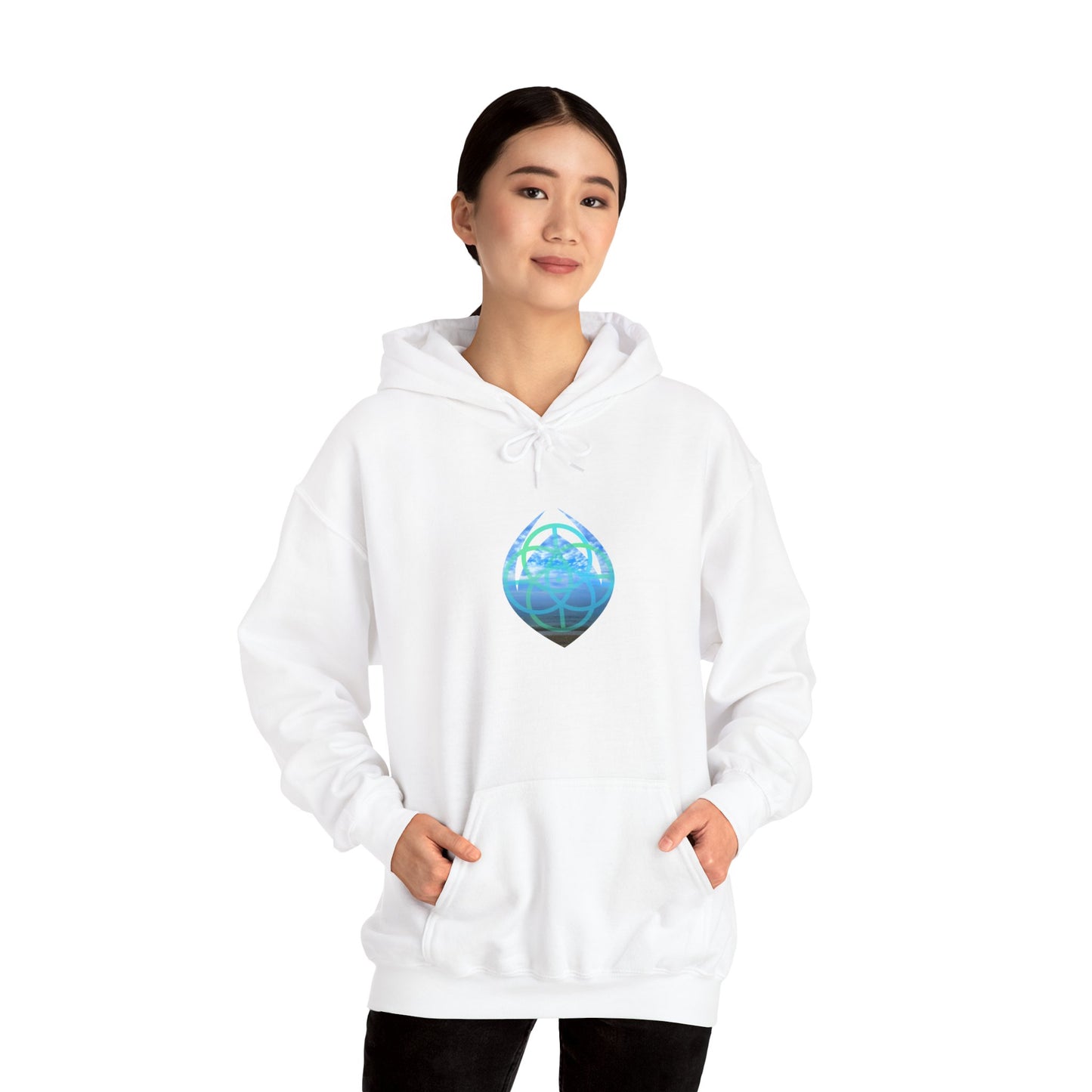 Blue Water Globe Droplet Graphic Hoodie