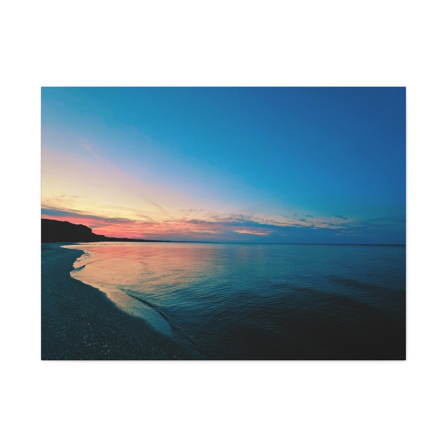 "Blue Symmetry" Sunset Beach Matte Canvas Print — Stretched Wall Art